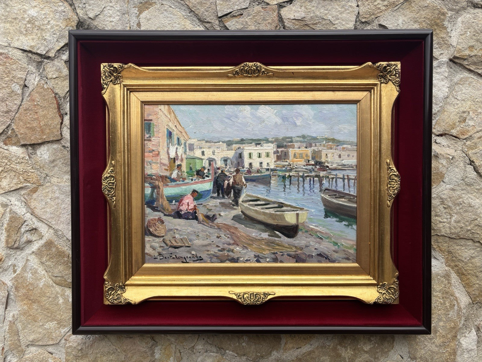 Quadro -Al Porto- Luigi Bertolingrande- dipinto a olio