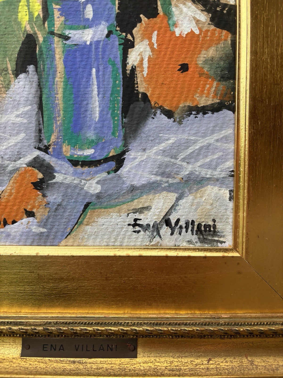 Quadro -Vaso Con Fiori- Ena Villani dipinto a tempera su cartoncino