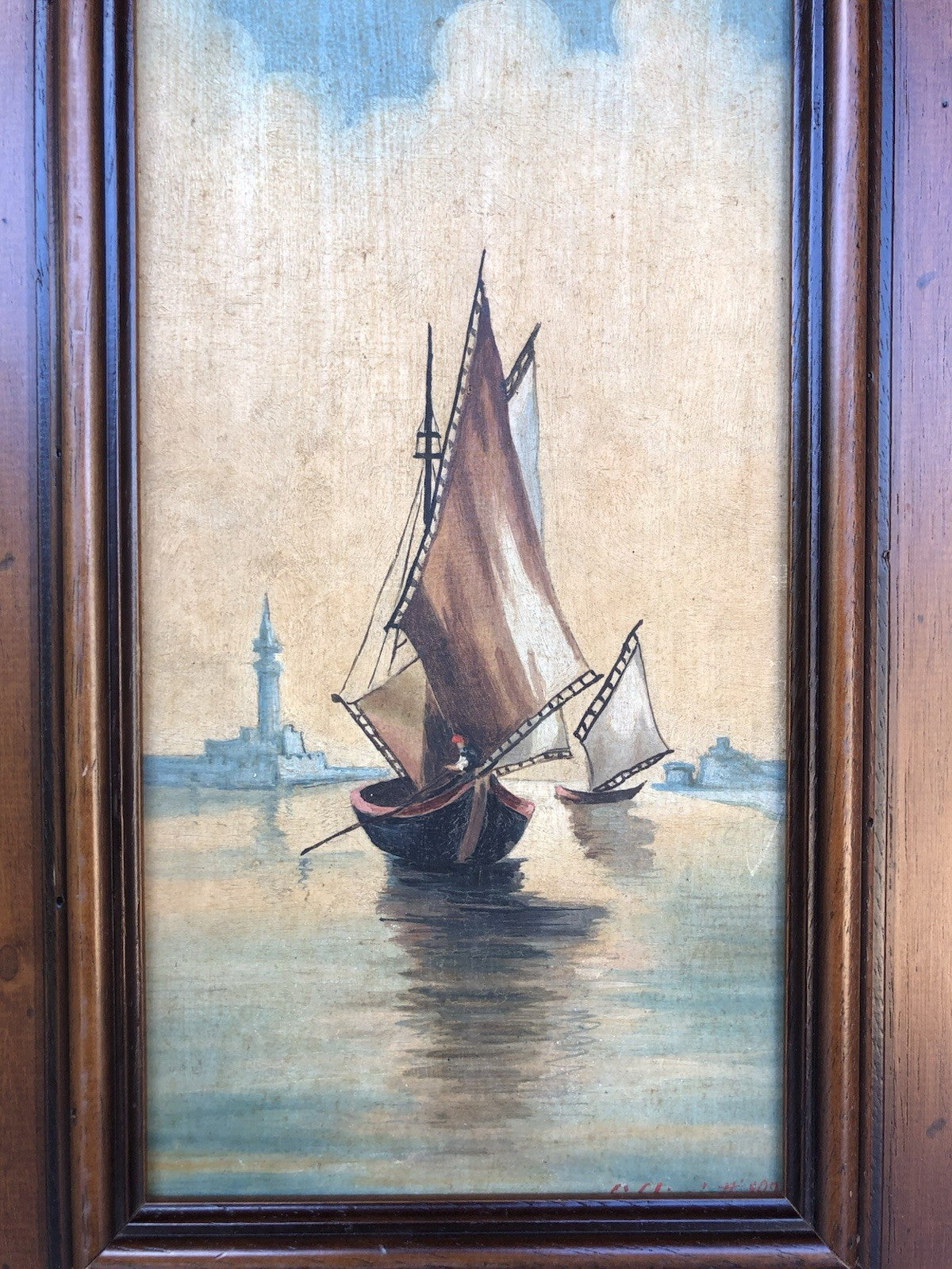 Quadro antico -Marina Di Venezia- dipinto a olio