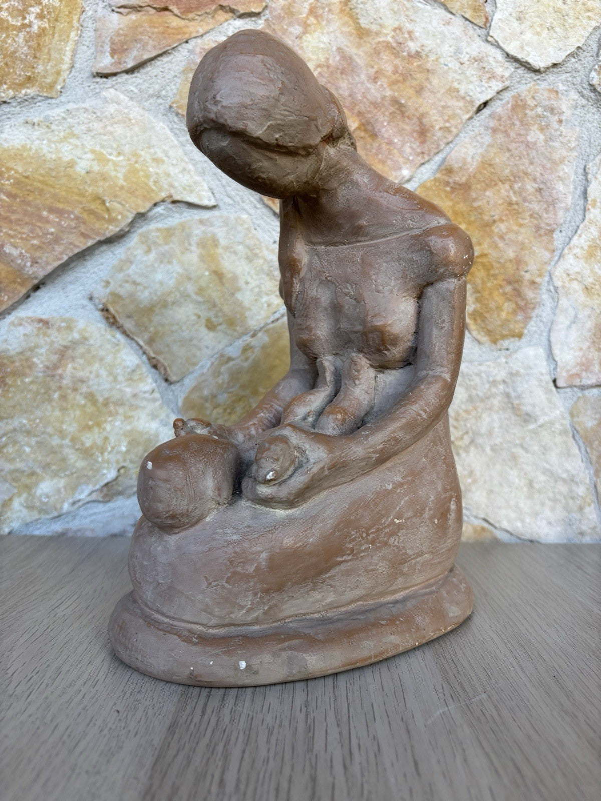 Scultura Vintage Maternità In Ceramica