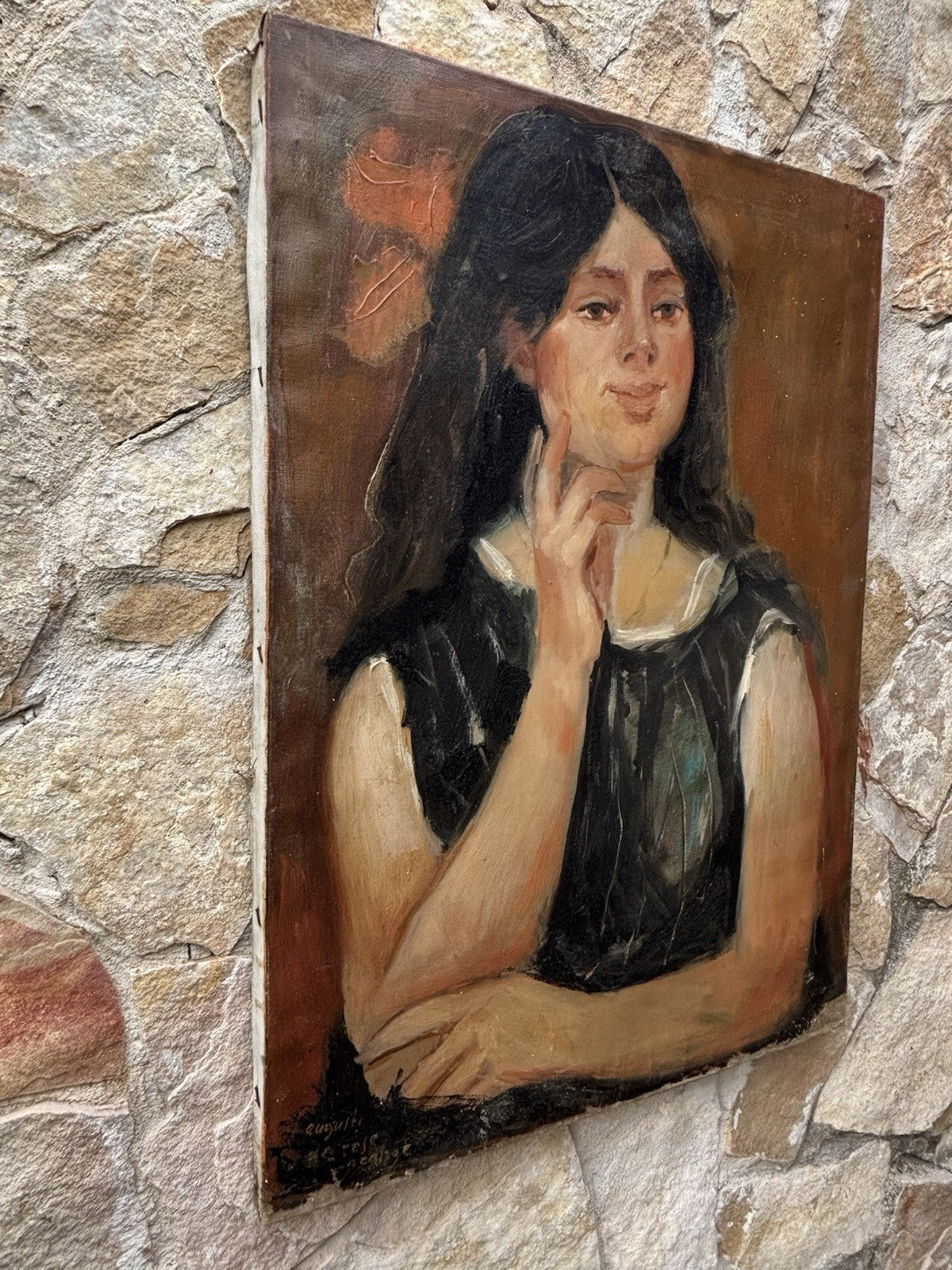 Quadro -Figura Di Donna- Augusto Orange De Rose dipinto a olio su tela