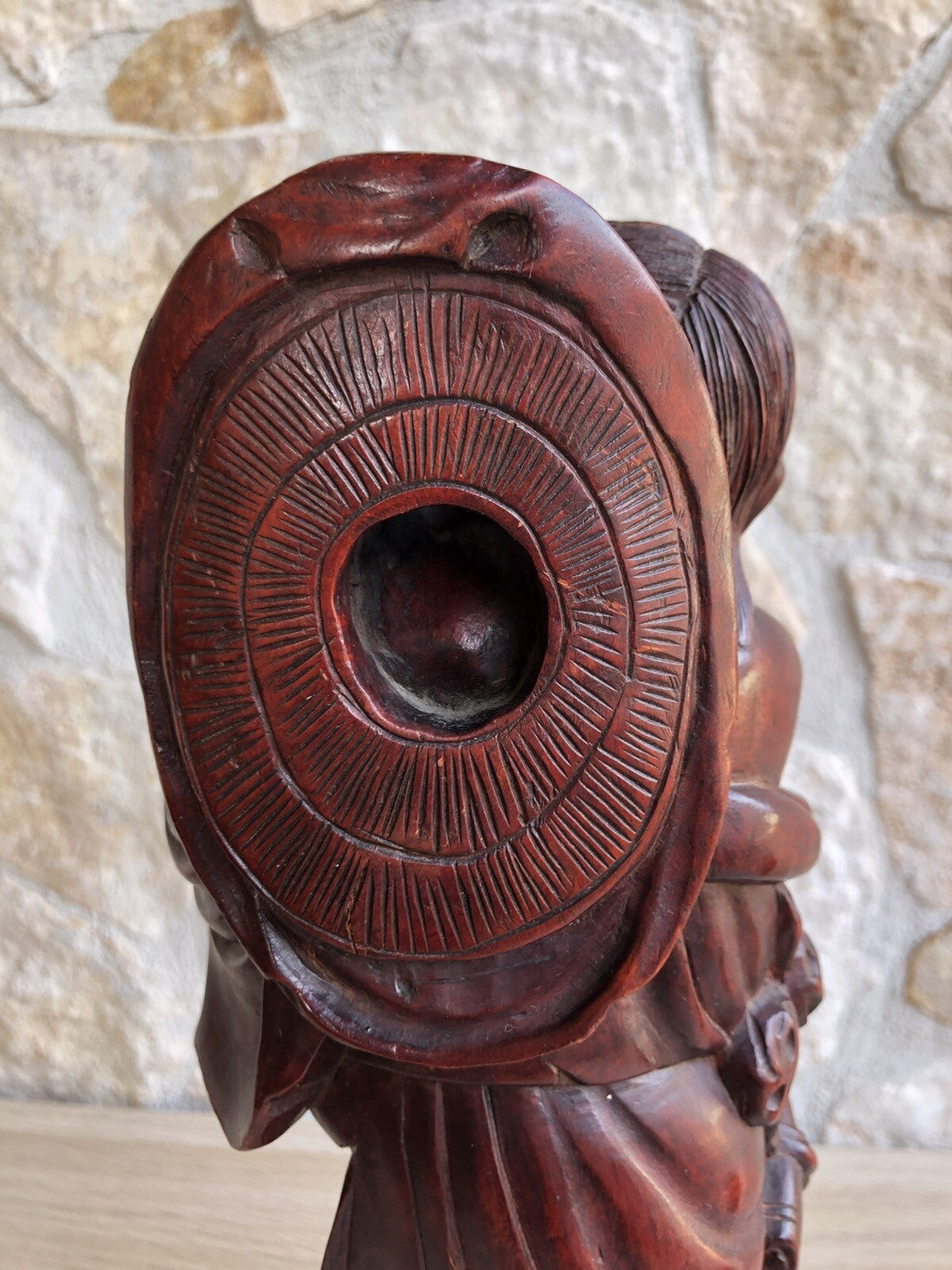 Scultura Cinese Vintage In Legno