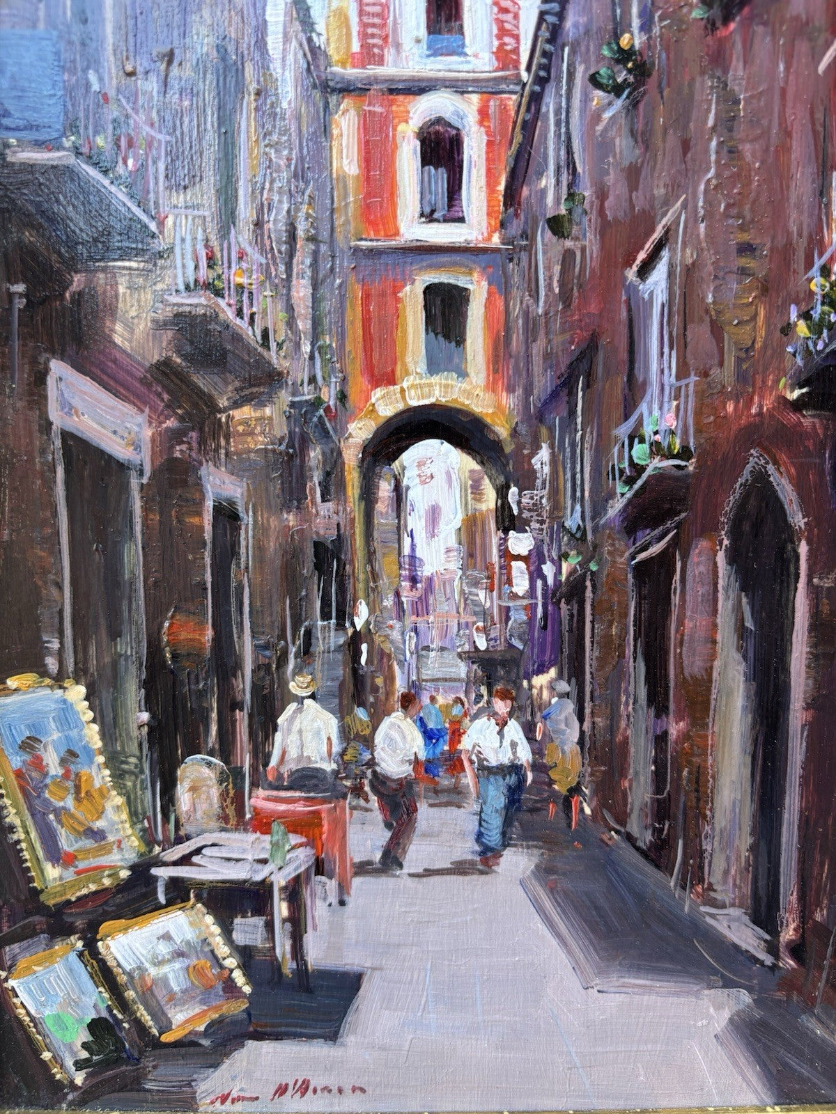 Quadro -Vicolo Di Napoli- Nino D’Amore- dipinto a olio