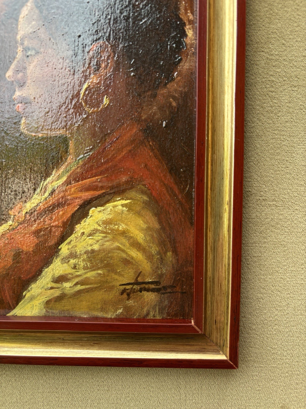 Quadro -Profilo Di Donna- Francesco Tammaro dipinto a olio su tavoletta