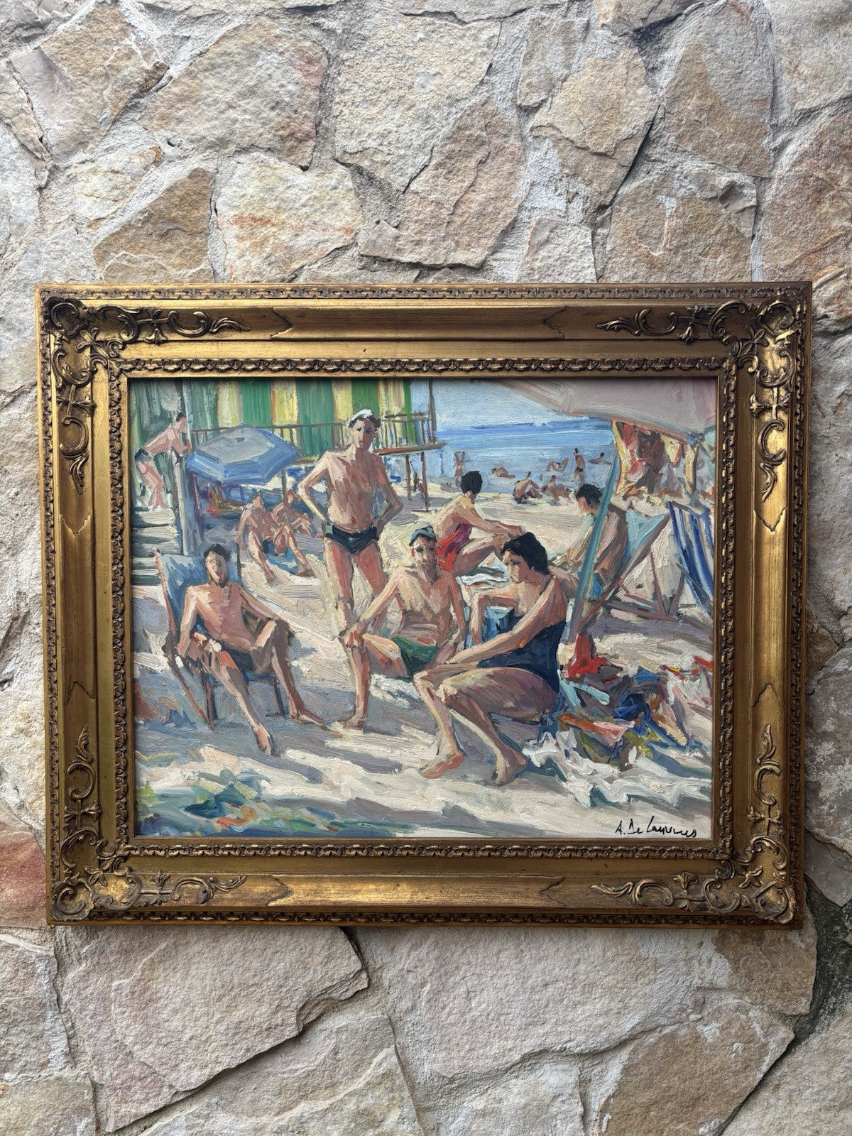 Quadro -Bagnanti- Armando De Lauzieres dipinto a olio