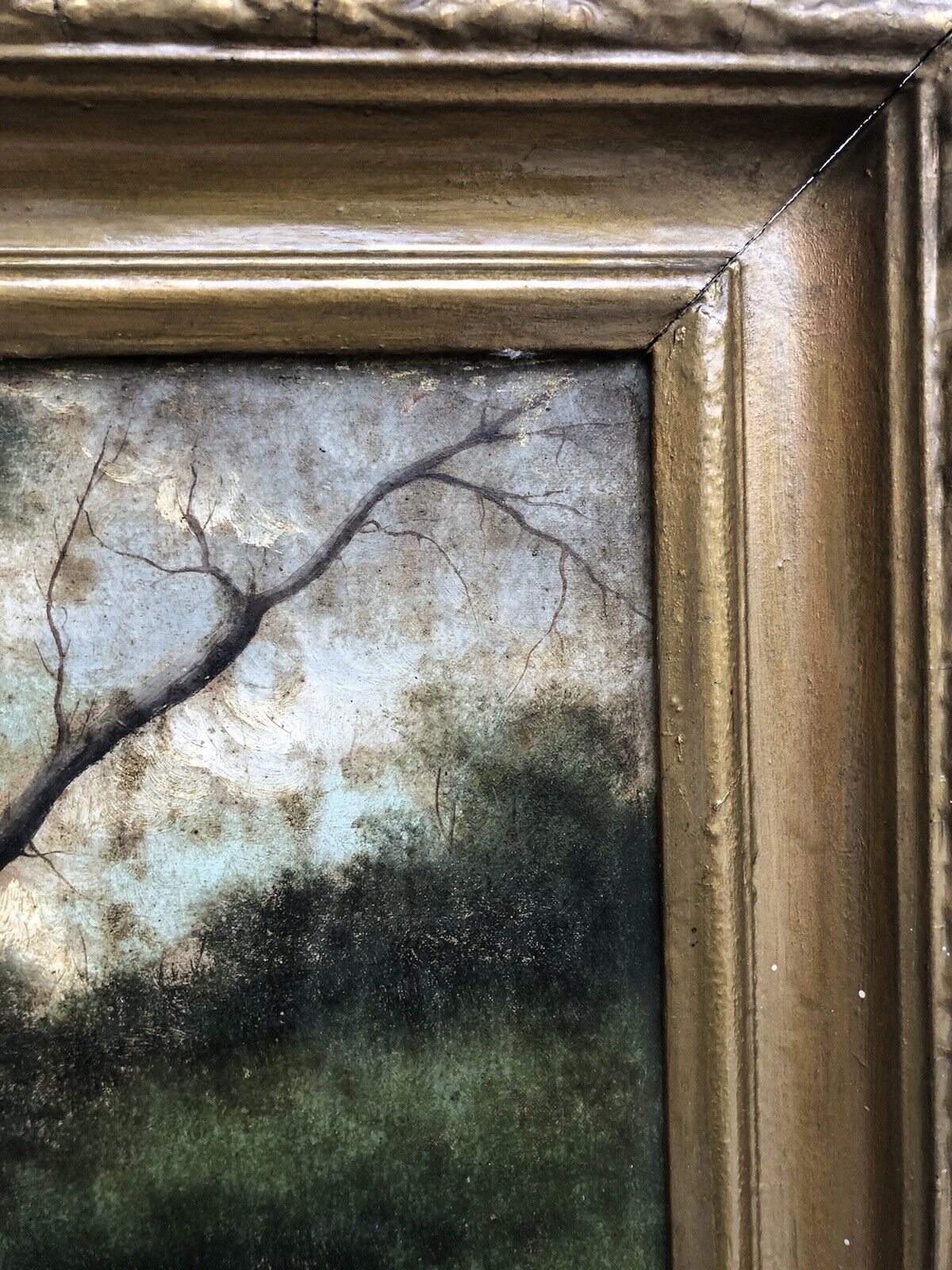 Quadro antico -Paesaggio- dipinto a olio su tela applicata su cartone