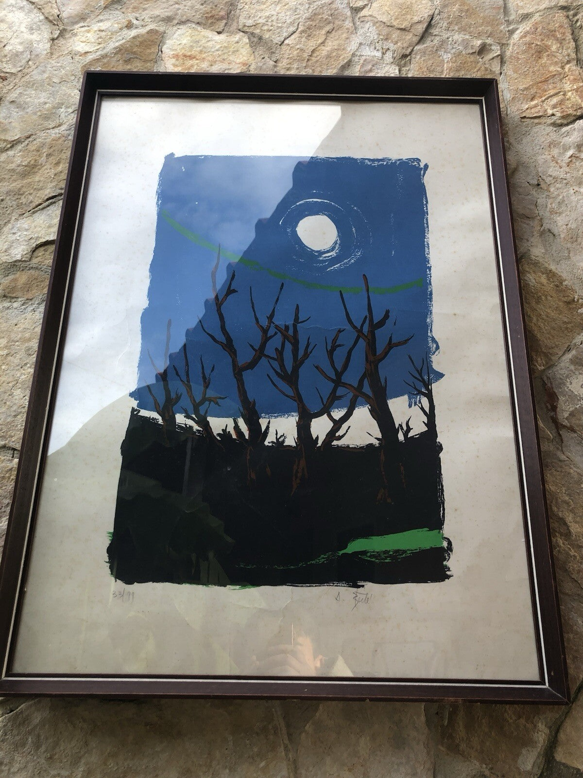 Quadro vintage -Paesaggio- Serigrafia Antonio Bertè