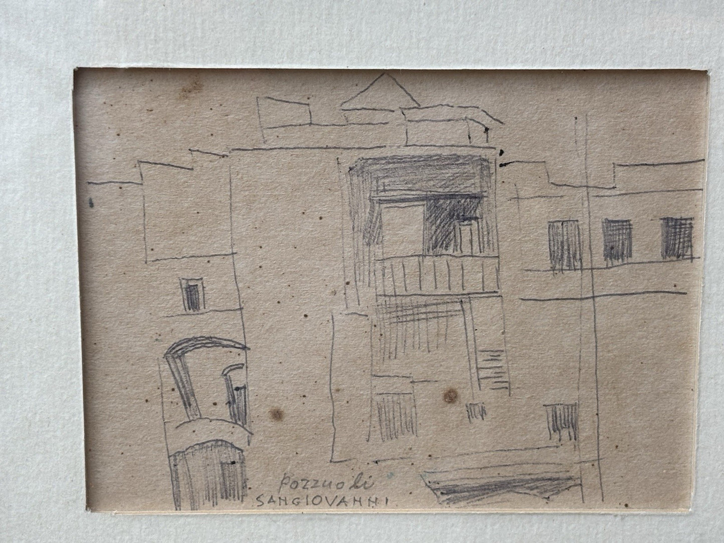 Quadro -Pozzuoli- Mario Sangiovanni disegno a matita su carta