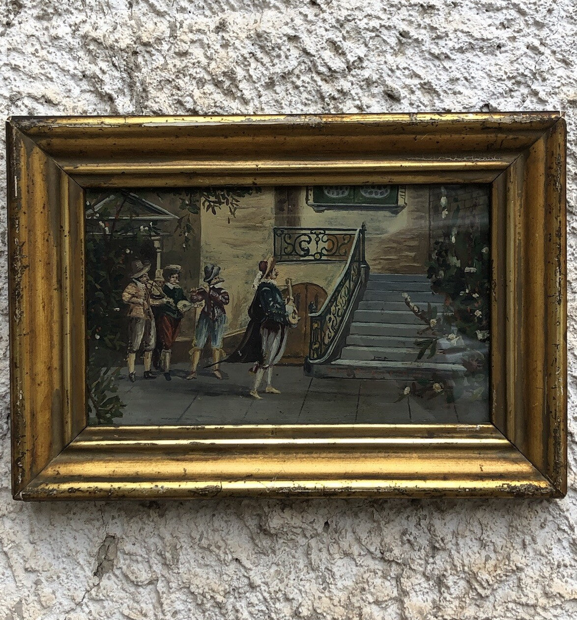 Quadro antico -Serenata- dipinto a olio su rametto