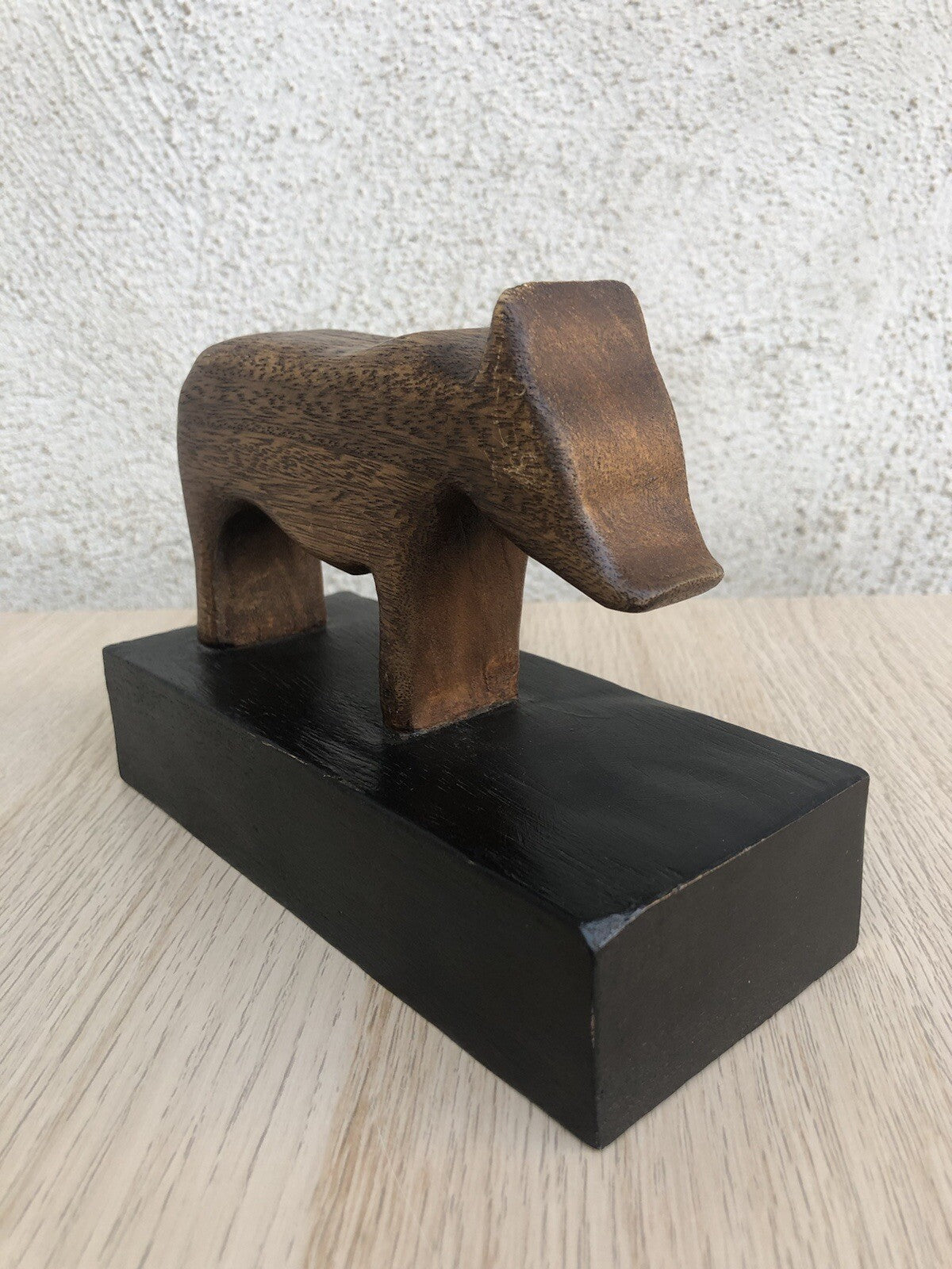 Scultura Vintage Tapiro In Legno