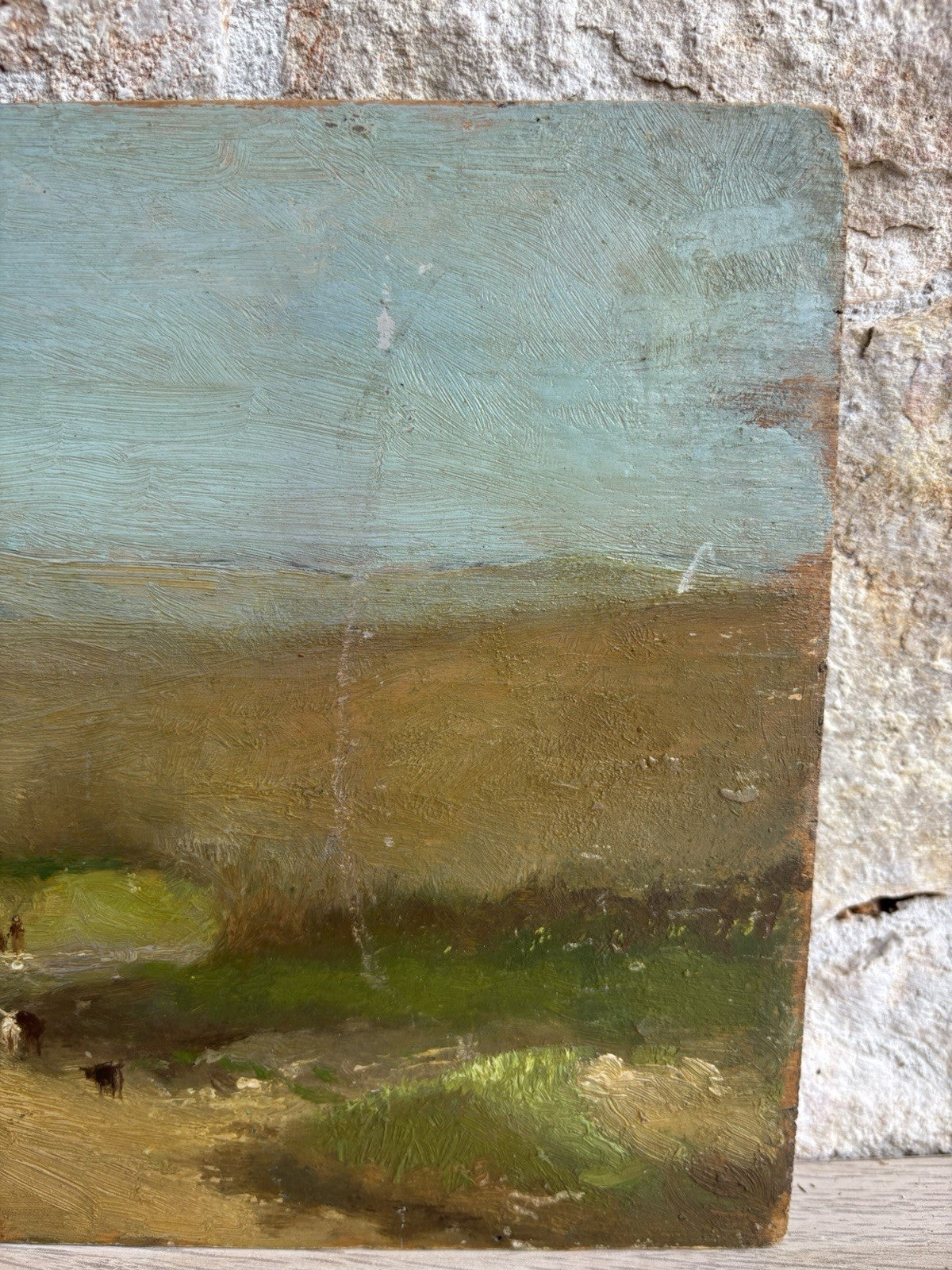 Quadro antico -Paesaggio Con Gregge- Augusto Licata dipinto a olio su tavola