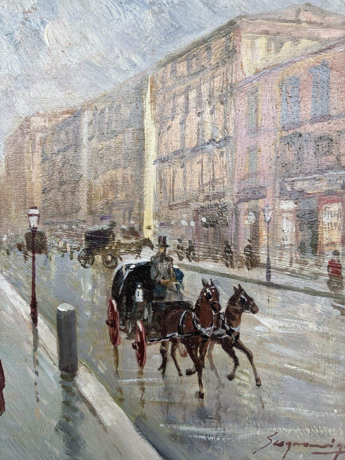 Quadro -Strada Di Città- Giuseppe Scognamiglio- dipinto a olio