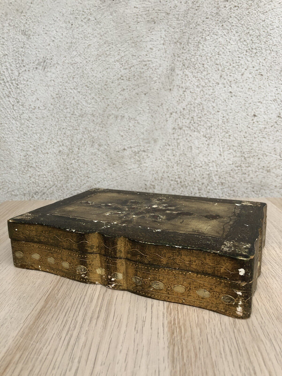 Scatola Portagioie Vintage In Legno Stile Fiorentino