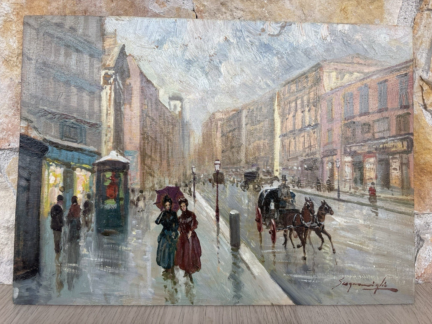 Quadro -Strada Di Città- Giuseppe Scognamiglio- dipinto a olio