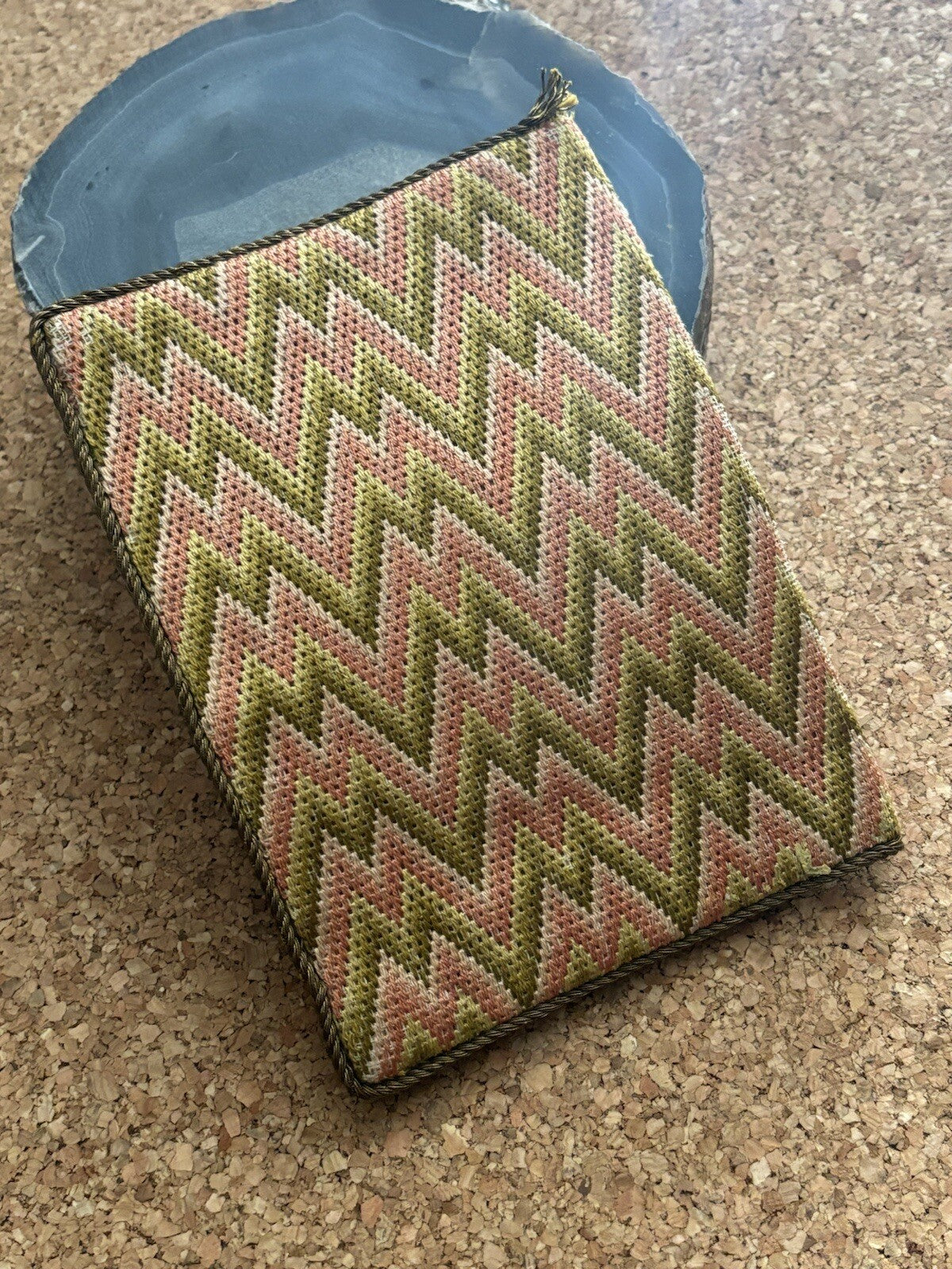 Porta Documenti, Portacarte Ricamato Vintage Con Iniziali