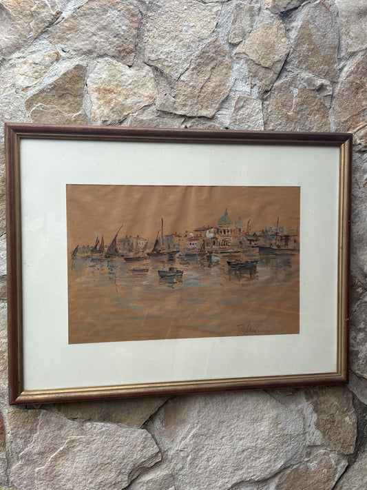 Quadro -Venezia- Giuseppe Madonna realizzato ad acquerello su carta
