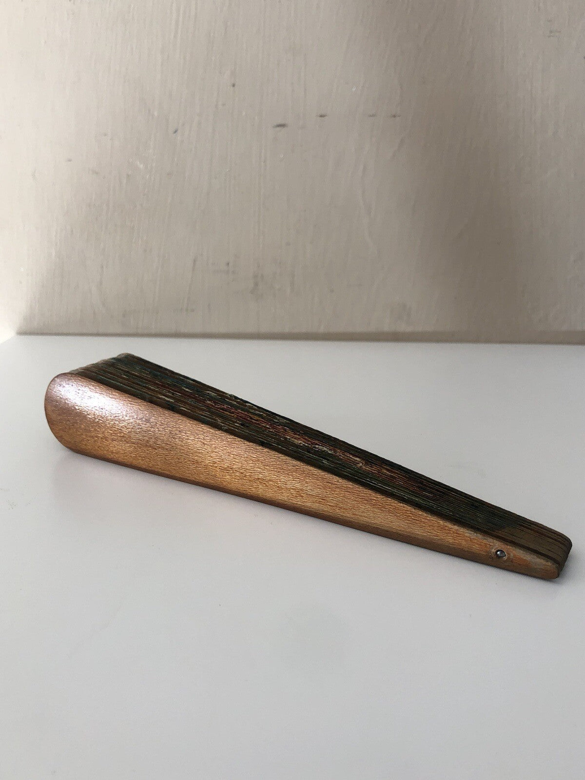 Ventaglio In Legno Dipinto A Olio Vintage
