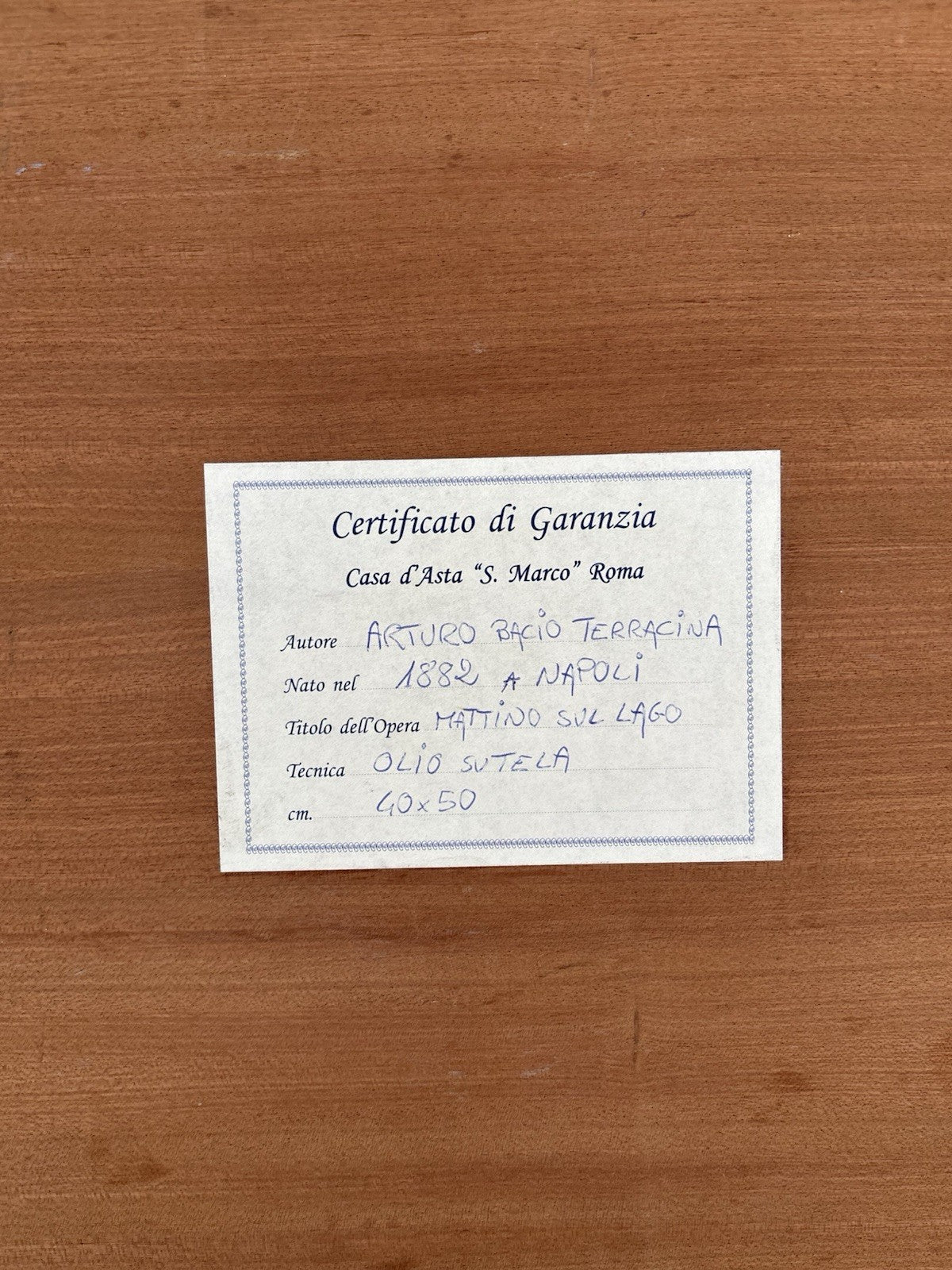 Quadro -Mattino Sul Lago- Arturo Bacio Terracina dipinto a olio