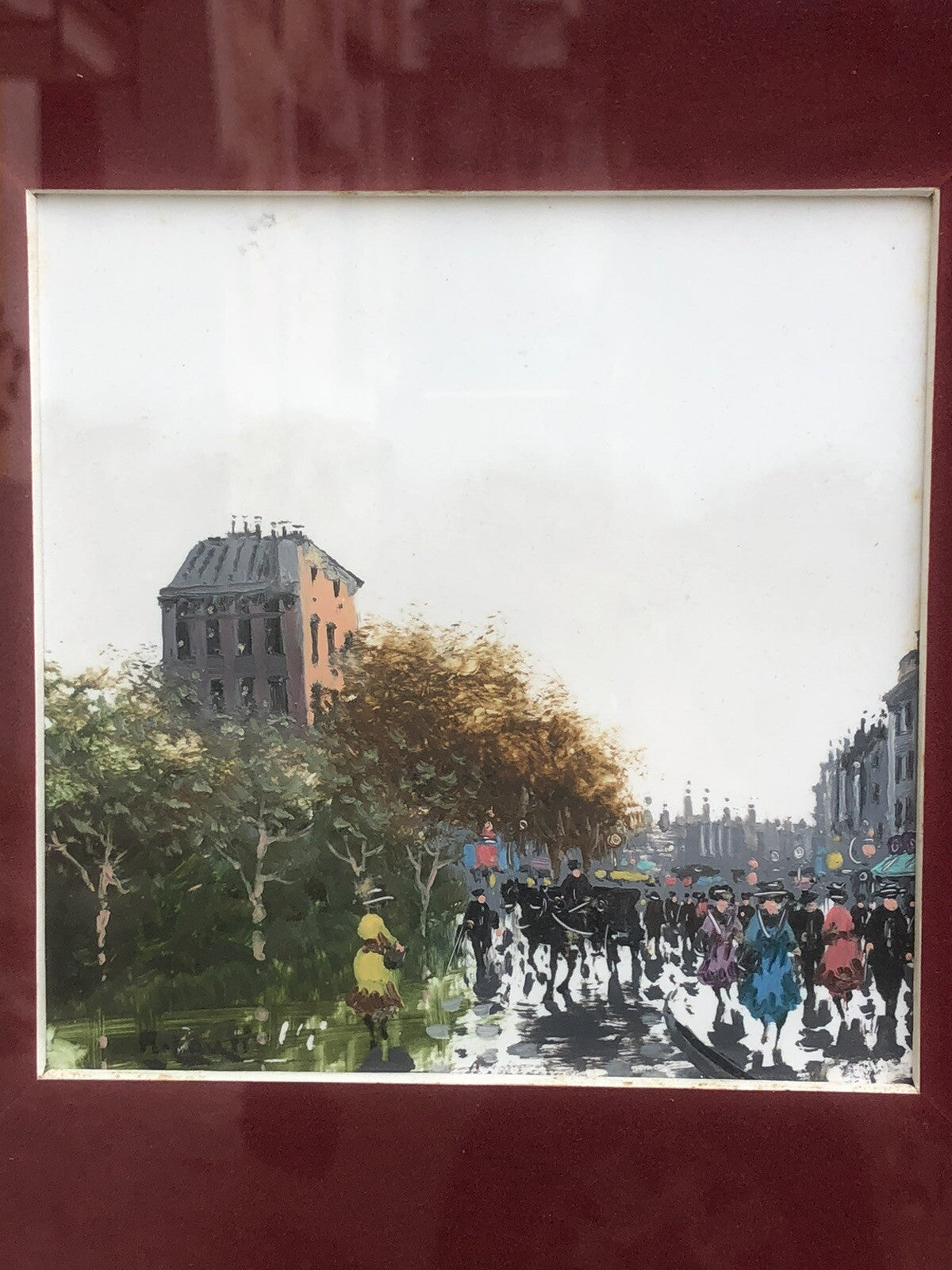 Coppia Di Quadri Vintage Dipinti Su Mattonella
