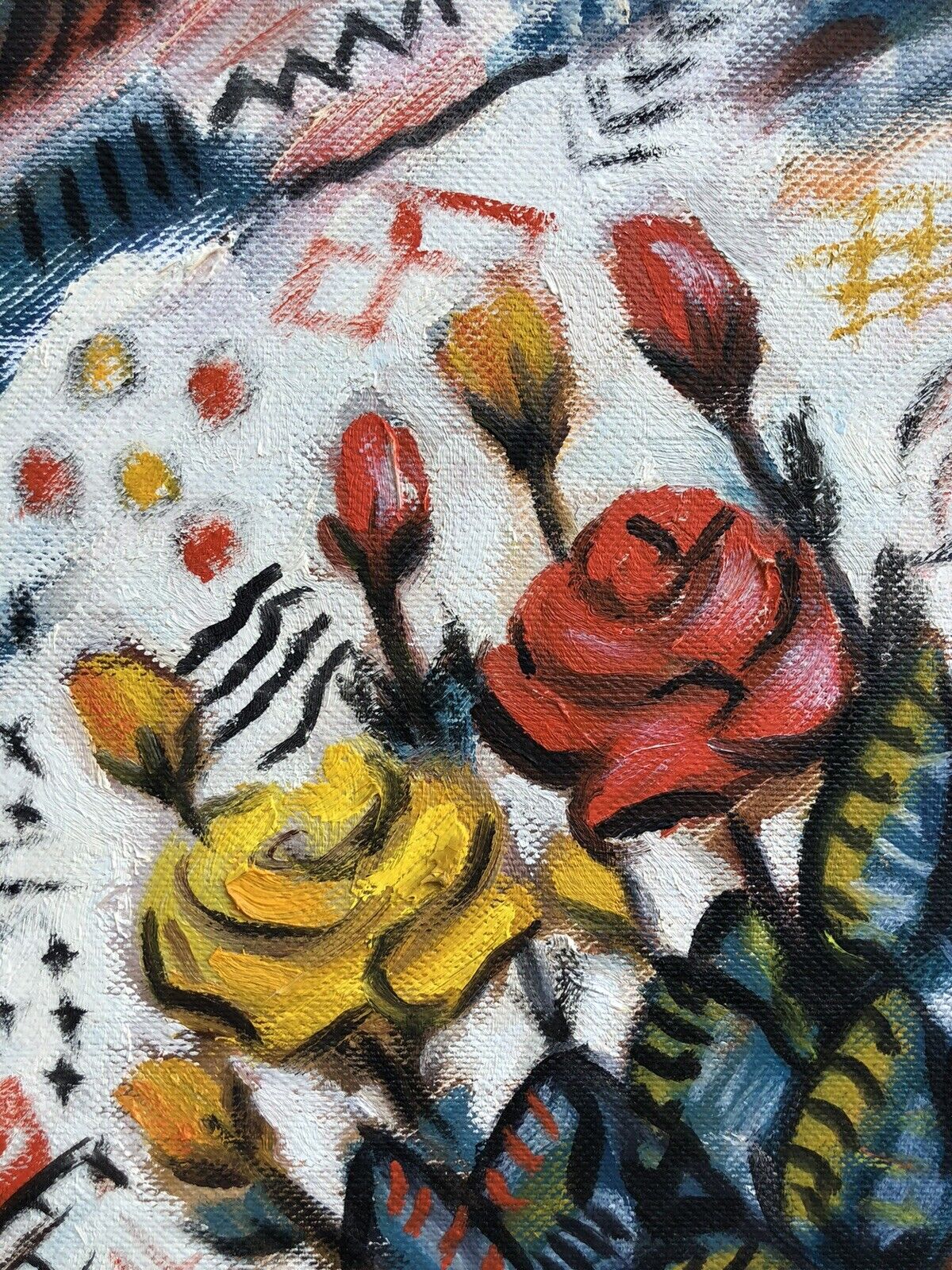 Quadro vintage -Fiori- dipinto a olio su tela