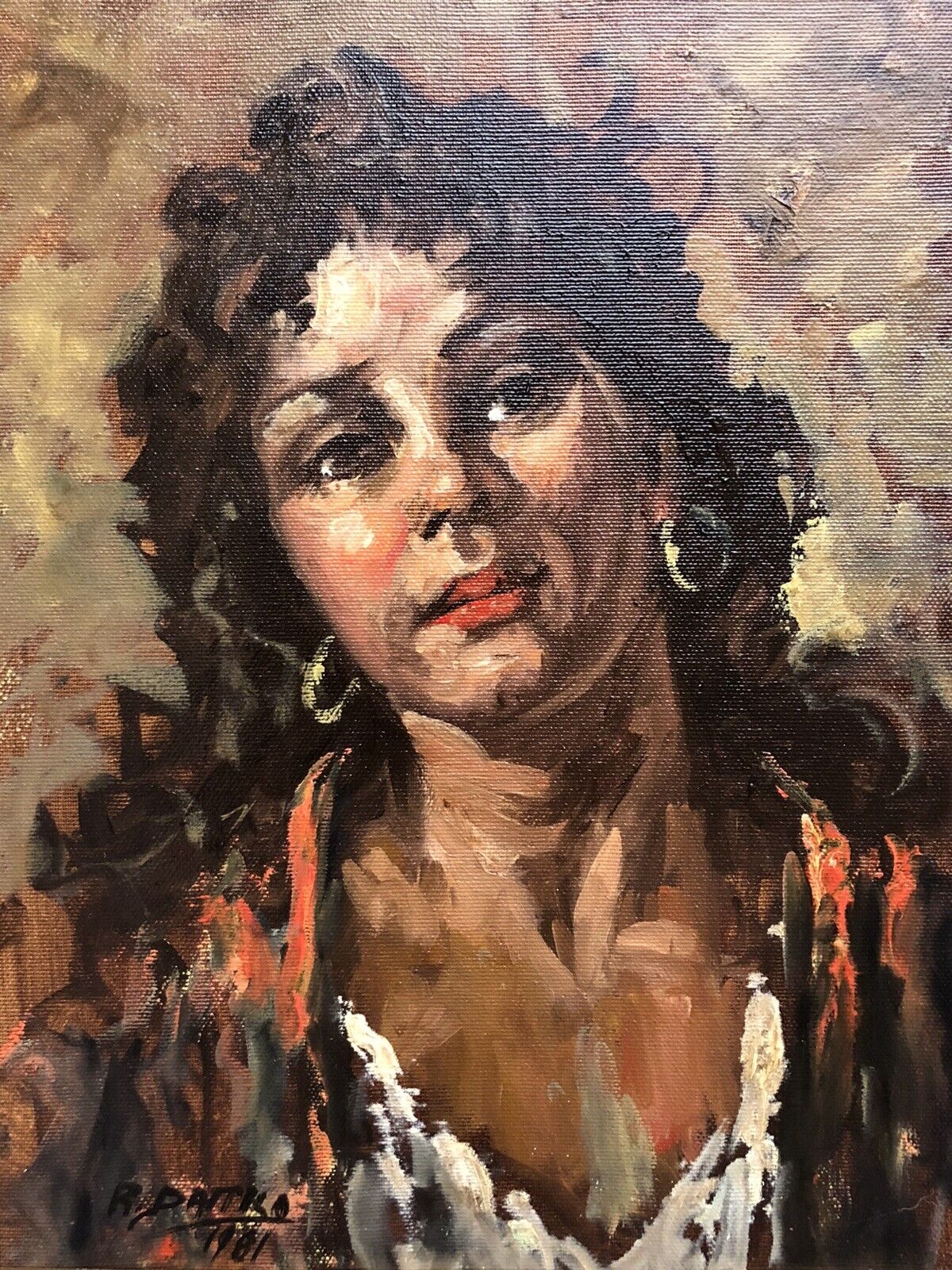 Quadro vintage -Figura Donna- dipinto a olio su tela