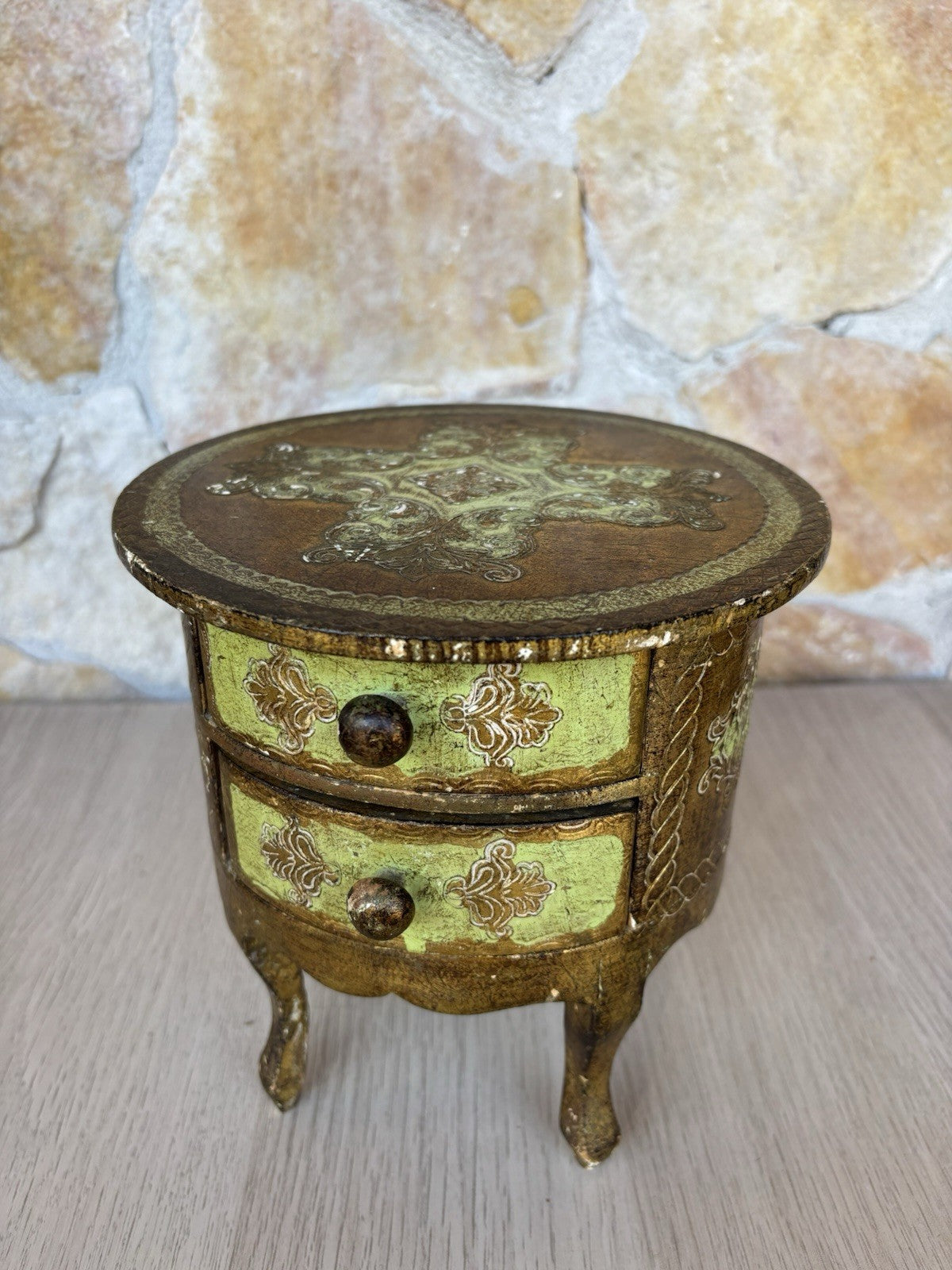 Scatola Portagioie Vintage In Legno Stile Fiorentino