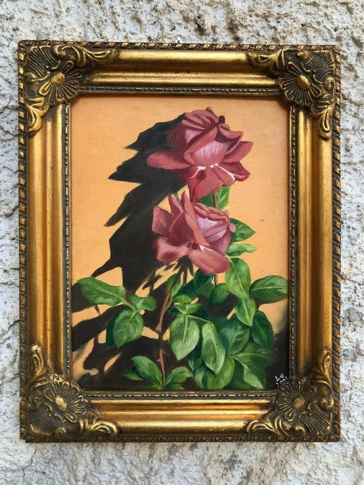 Quadro vintage dipinto a olio su cartoncino telato