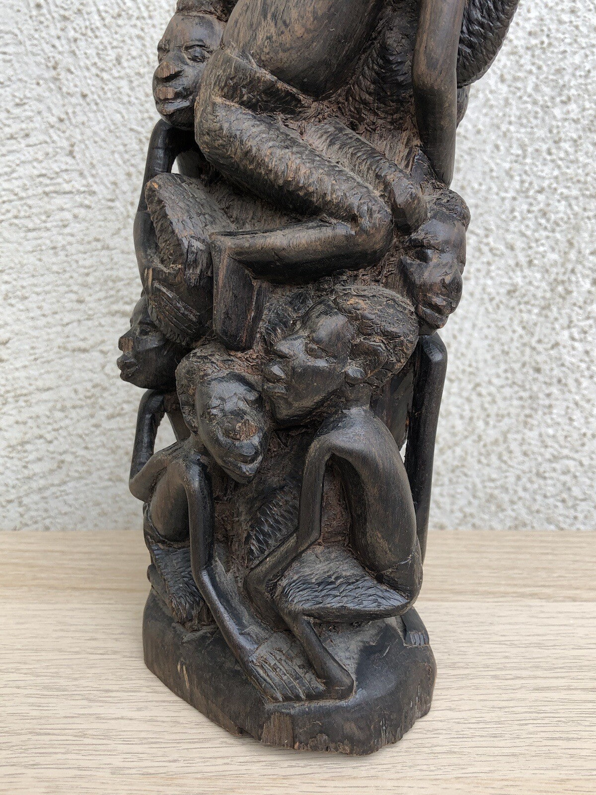 Scultura Vintage Africana Intagliata In Legno