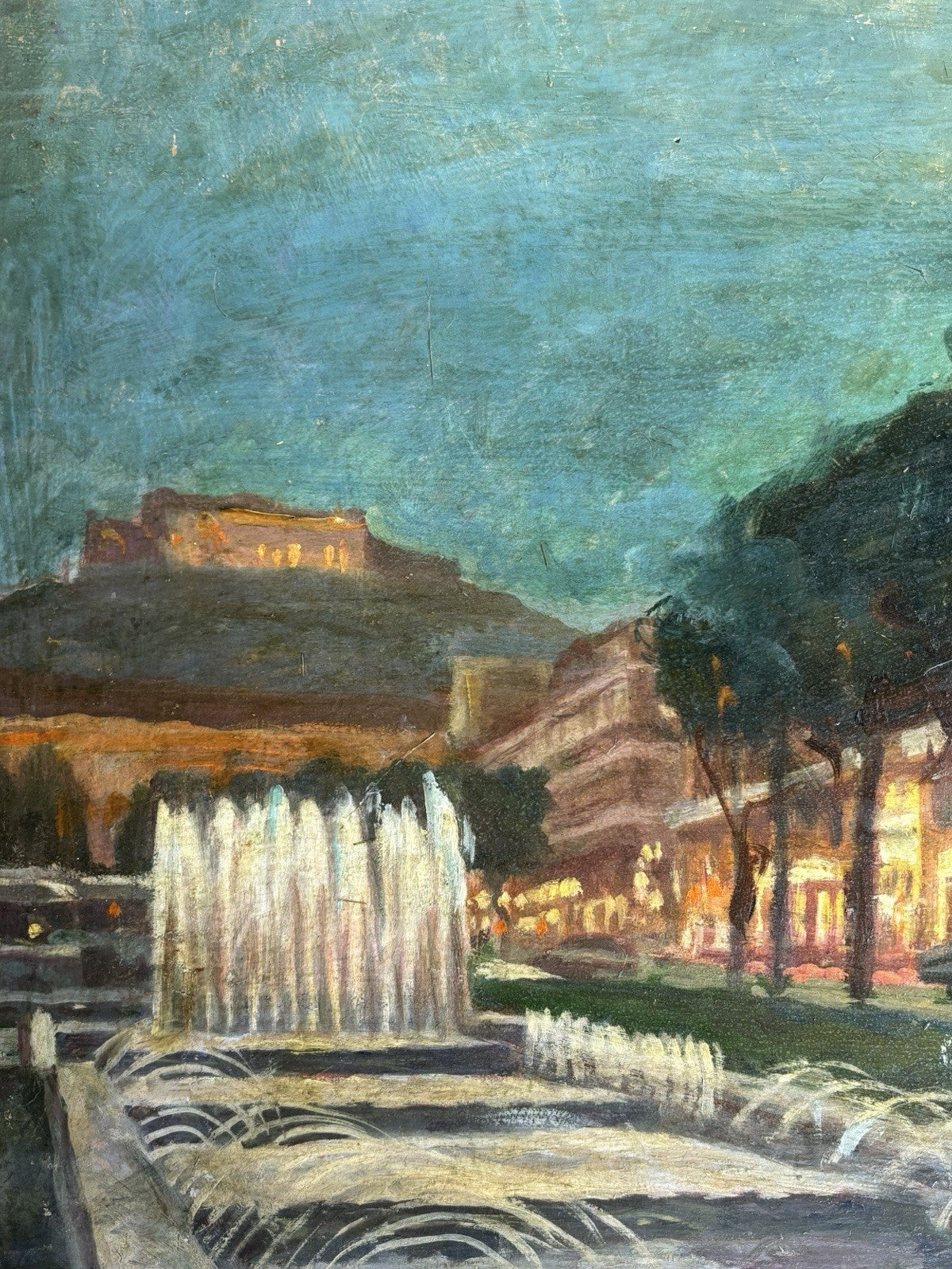 Quadro -Piazza Municipio- dipinto a olio su tavoletta