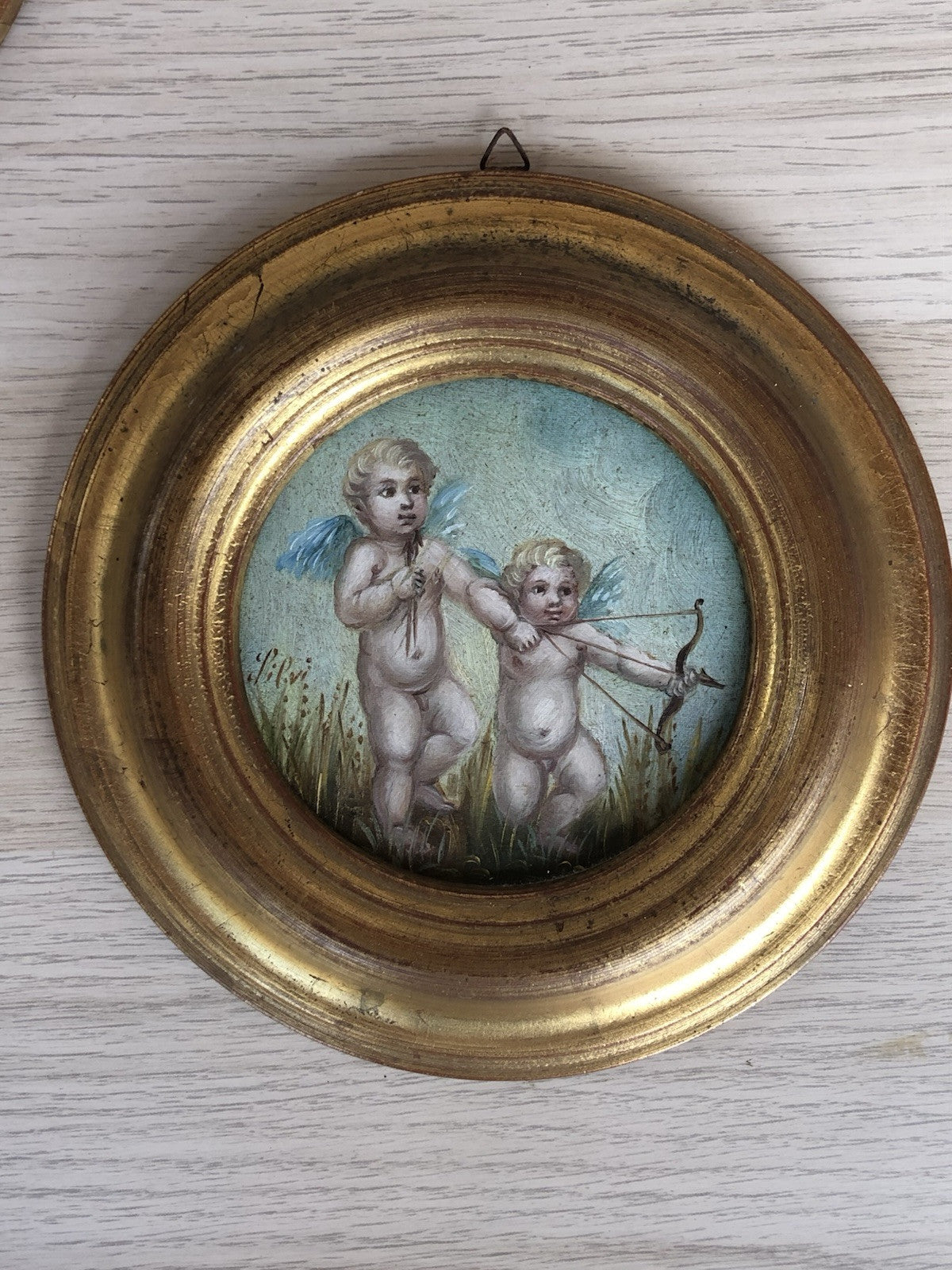 Coppia Di Quadri Vintage, Puttini, Dipinti A Olio