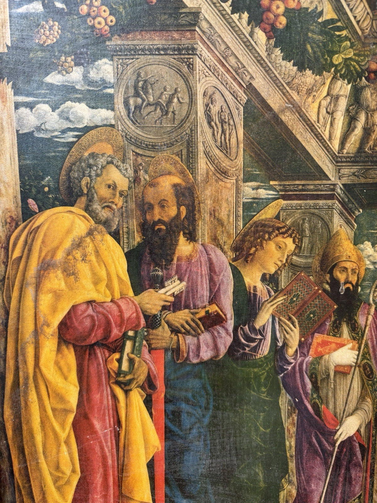 Grande Icona Religiosa Vintage In Legno Fiorentino