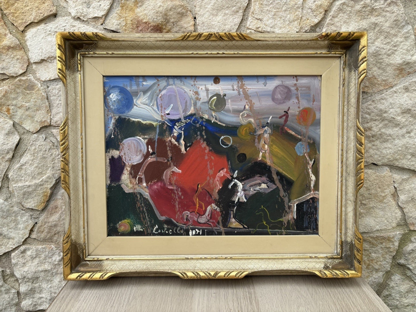 Quadro -Fantasie Di Pulcinella- Mario Cortiello- dipinto a olio su tela