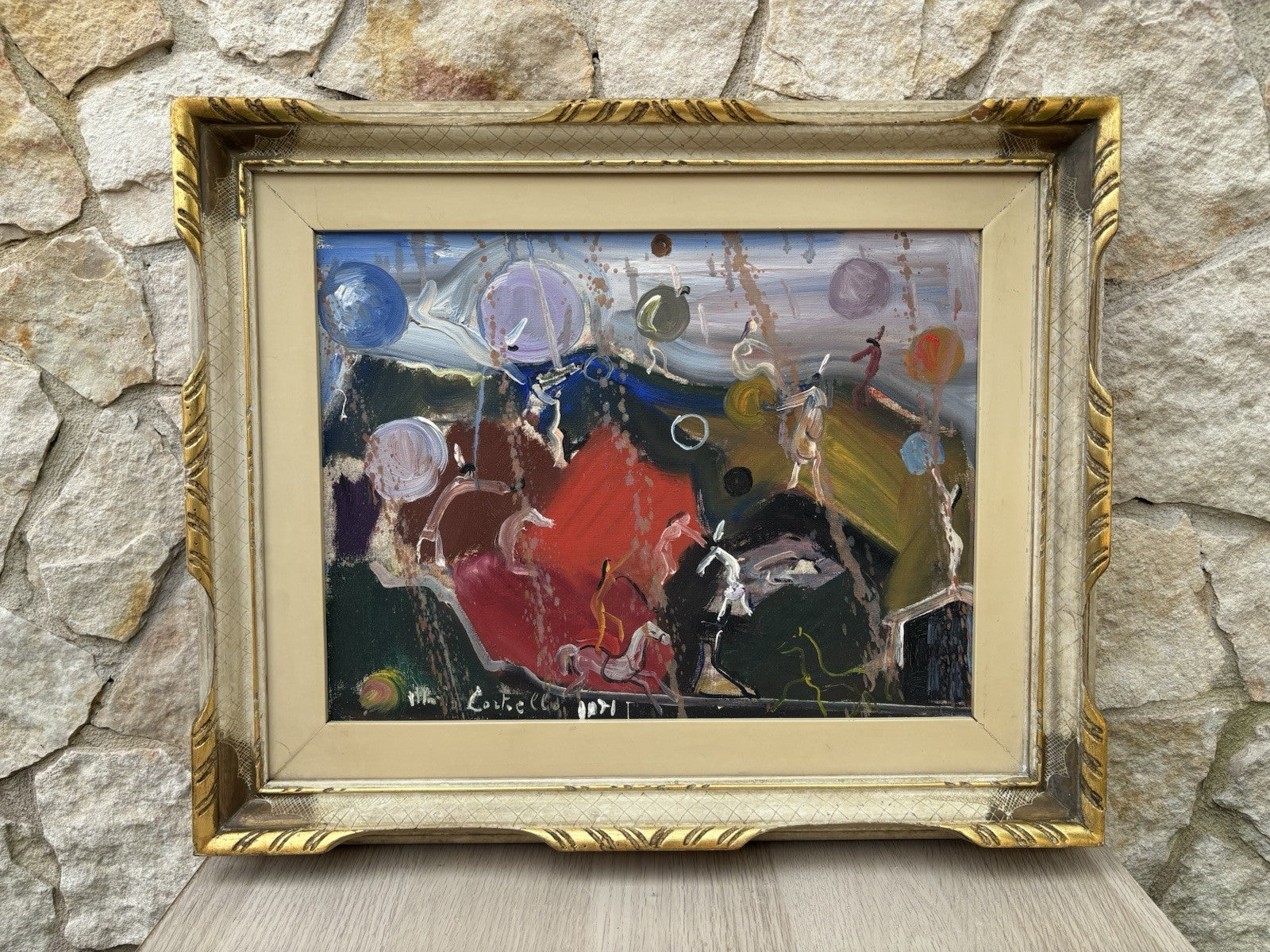 Quadro -Fantasie Di Pulcinella- Mario Cortiello- dipinto a olio su tela