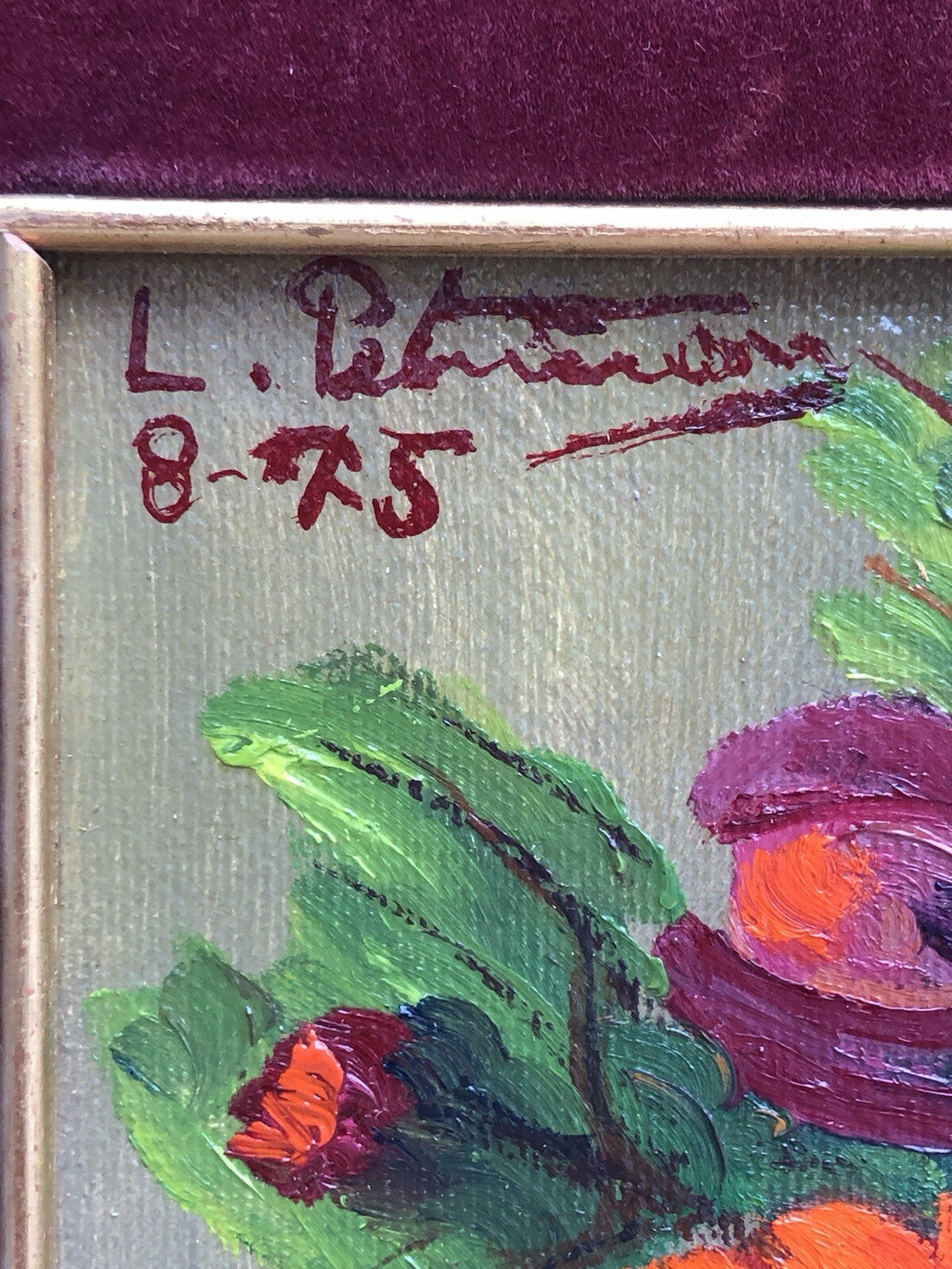 Quadro vintage -Vaso Con Fiori- dipinto a olio