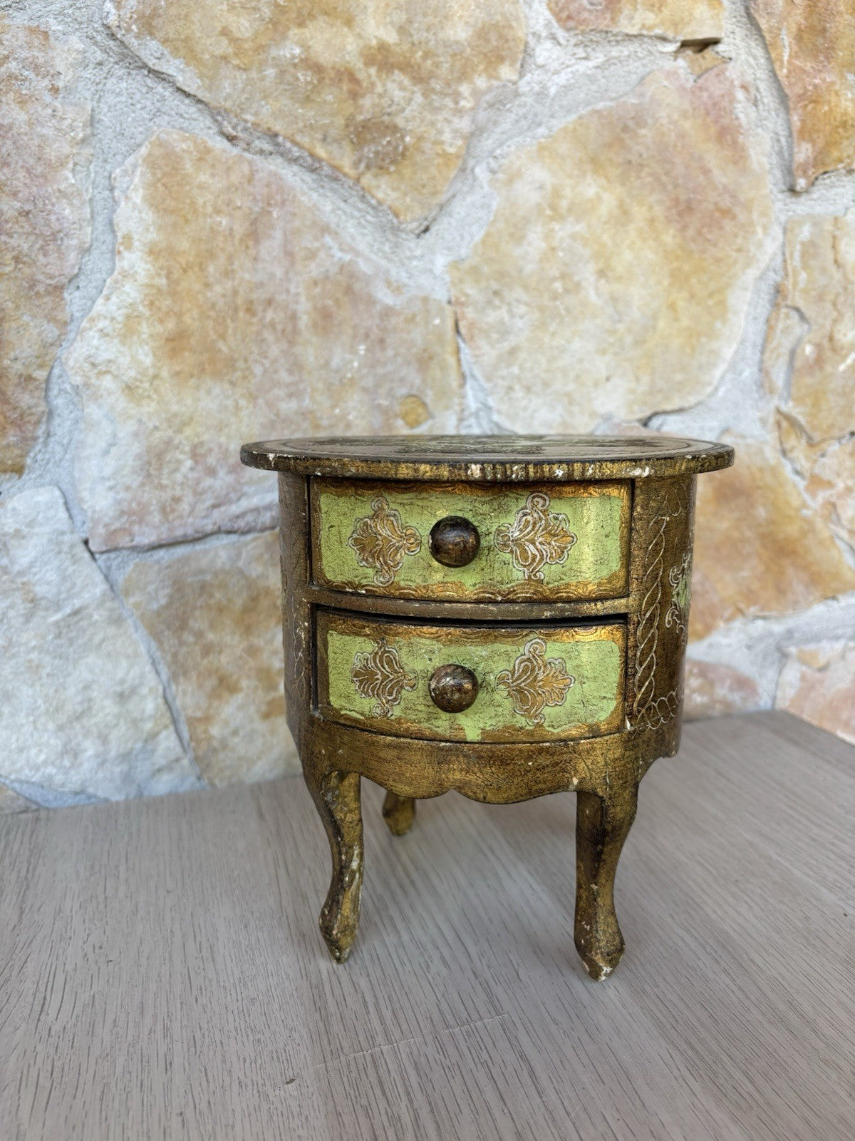 Scatola Portagioie Vintage In Legno Stile Fiorentino