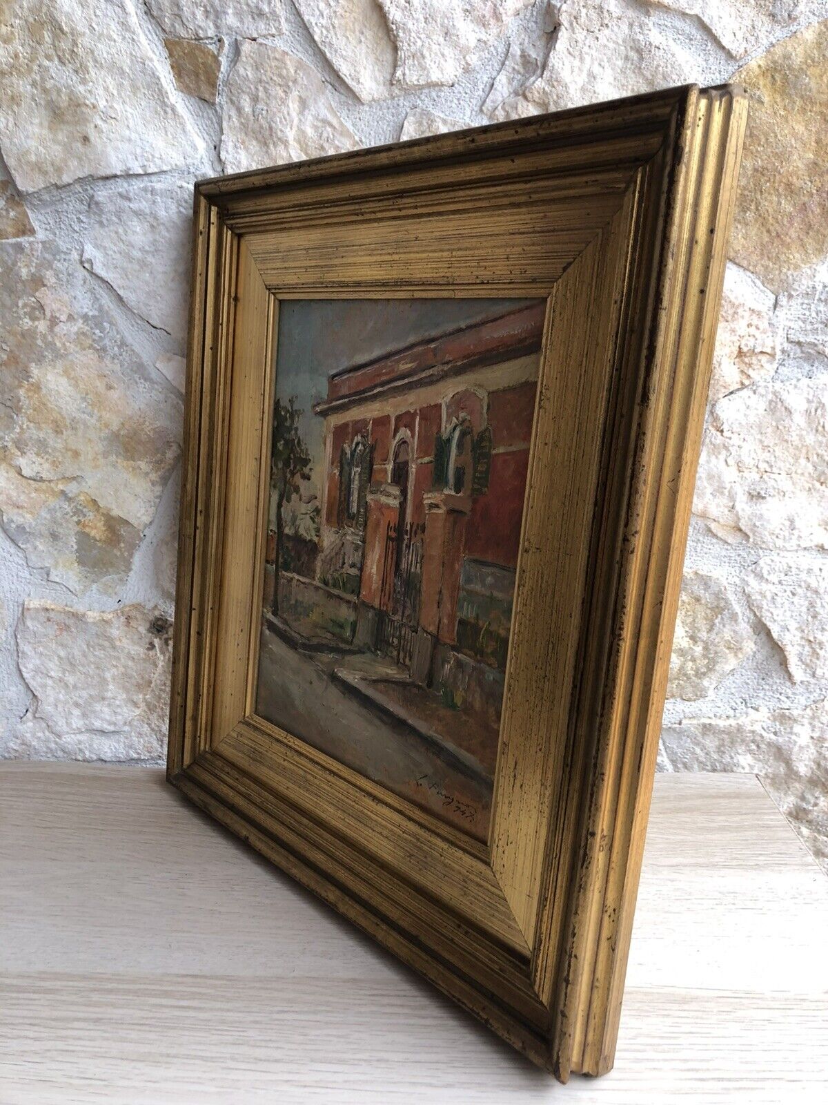 Quadro -Villa- dipinto a olio su cartoncino