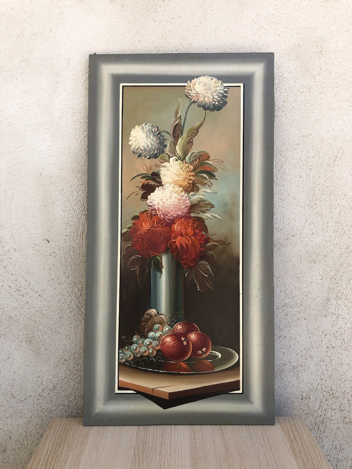 Quadro vintage -Natura Morta Con Fiori- dipinto a olio su tela