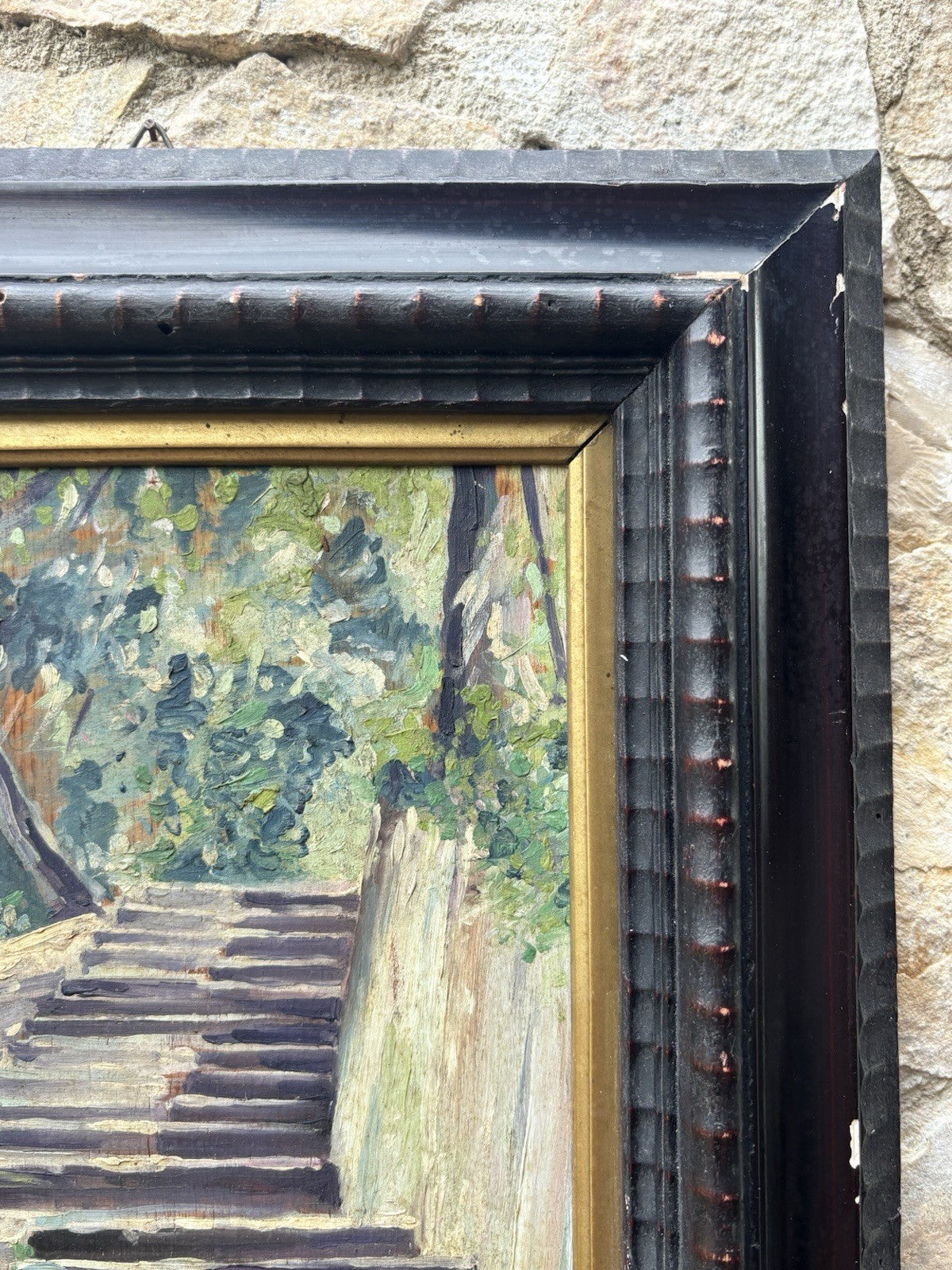 Quadro antico -Monte Parioli ( Roma )- dipinto a olio su tavoletta