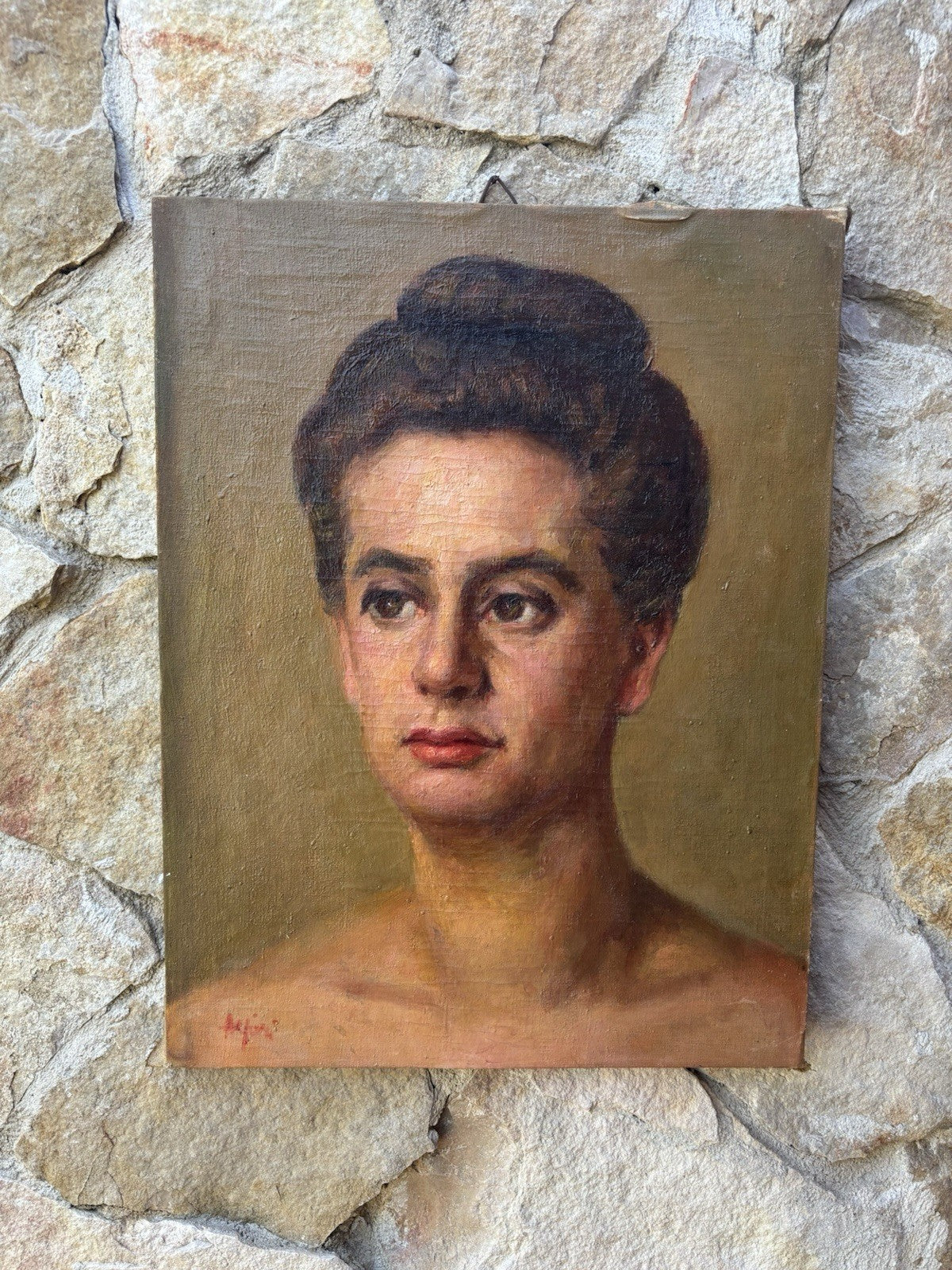 Quadro antico -Figura Di Donna- dipinto a olio su tela
