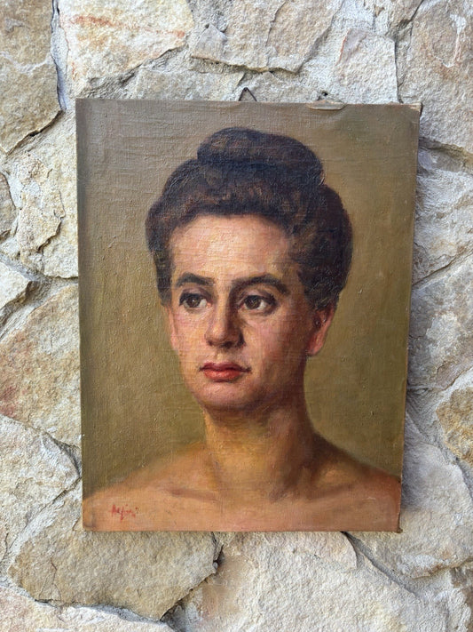 Quadro antico -Figura Di Donna- dipinto a olio su tela