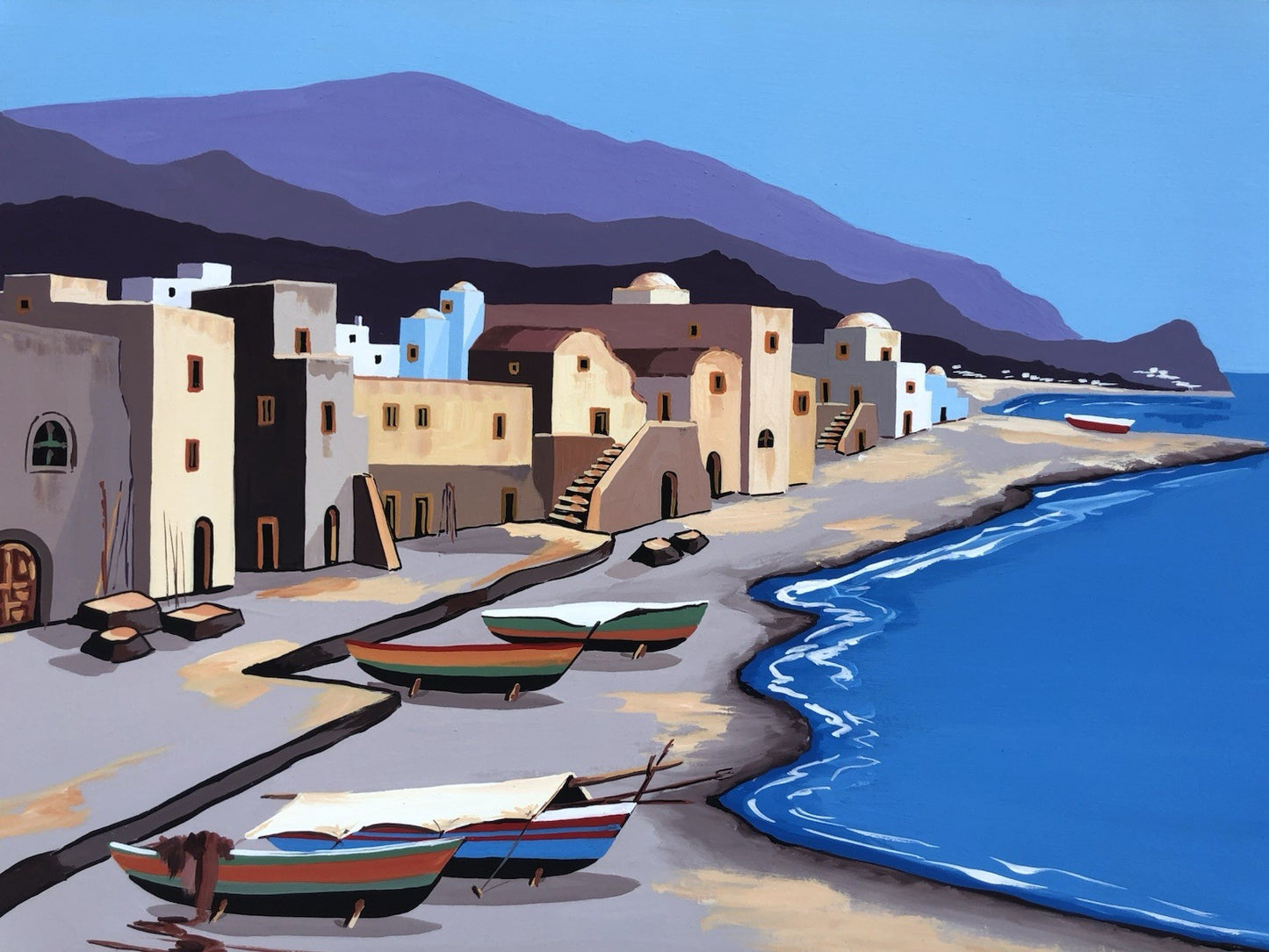 Quadro -Case Mediterranee- Vincenzo Pugliese dipinto a olio su tela