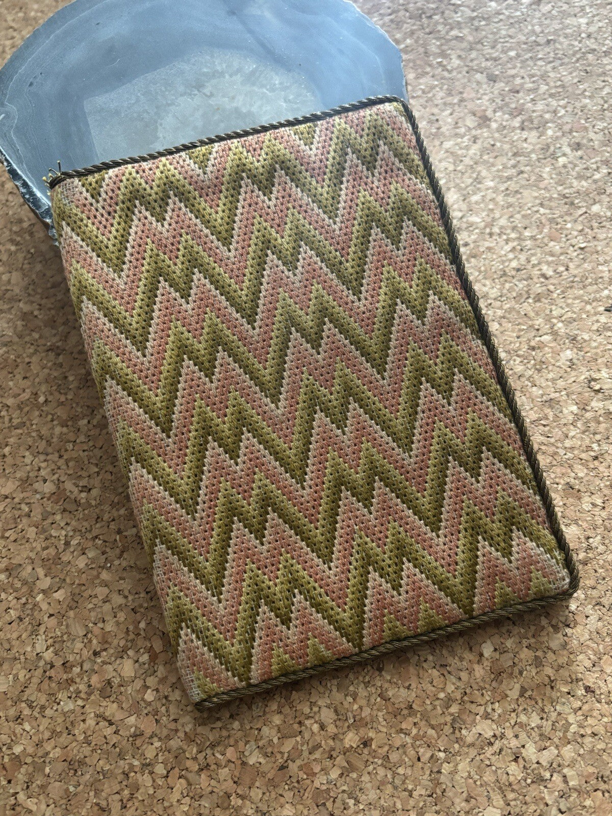 Porta Documenti, Portacarte Ricamato Vintage Con Iniziali