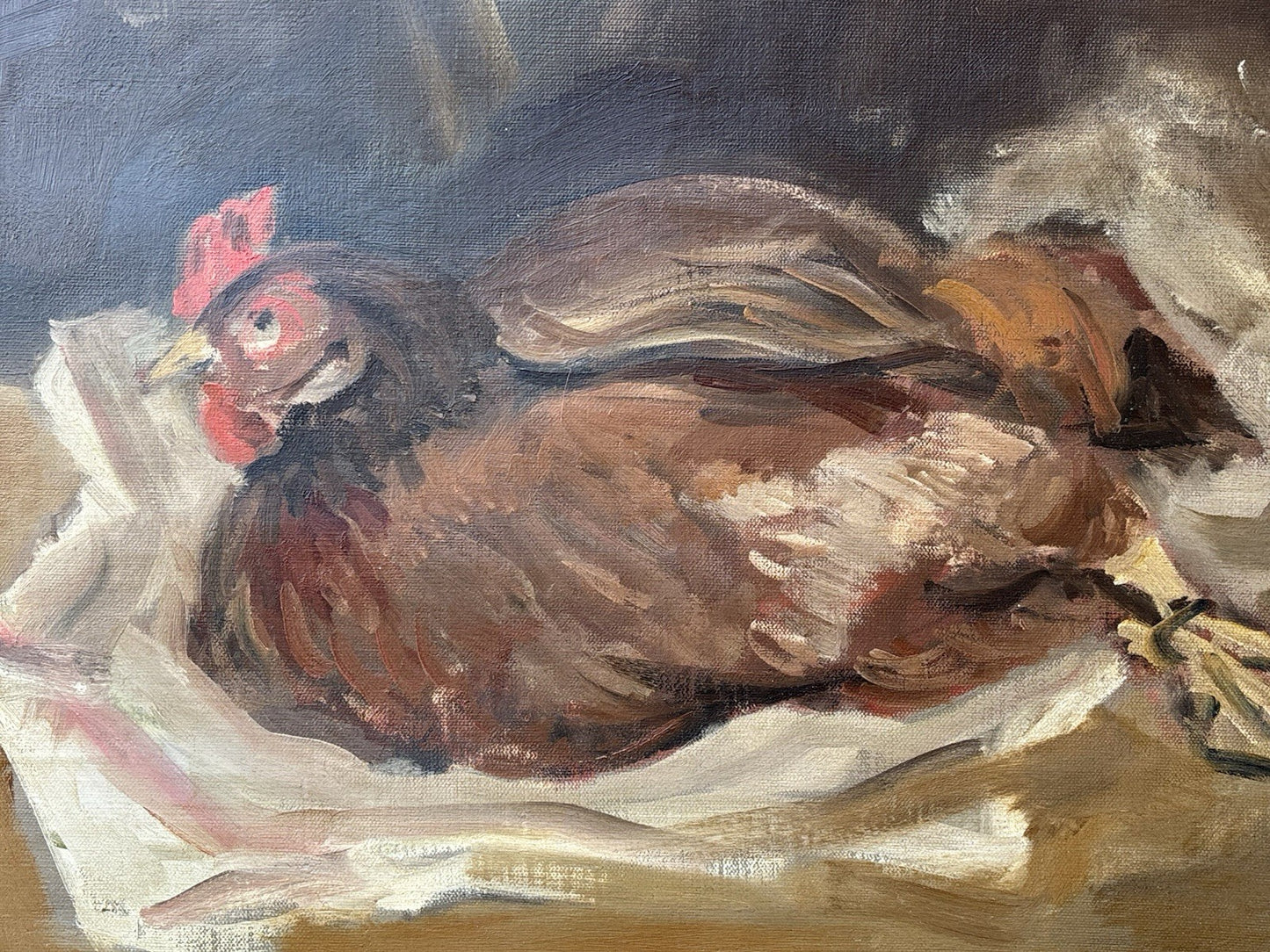 Quadro -Gallina- Augusto Orange De Rose dipinto a olio su tela