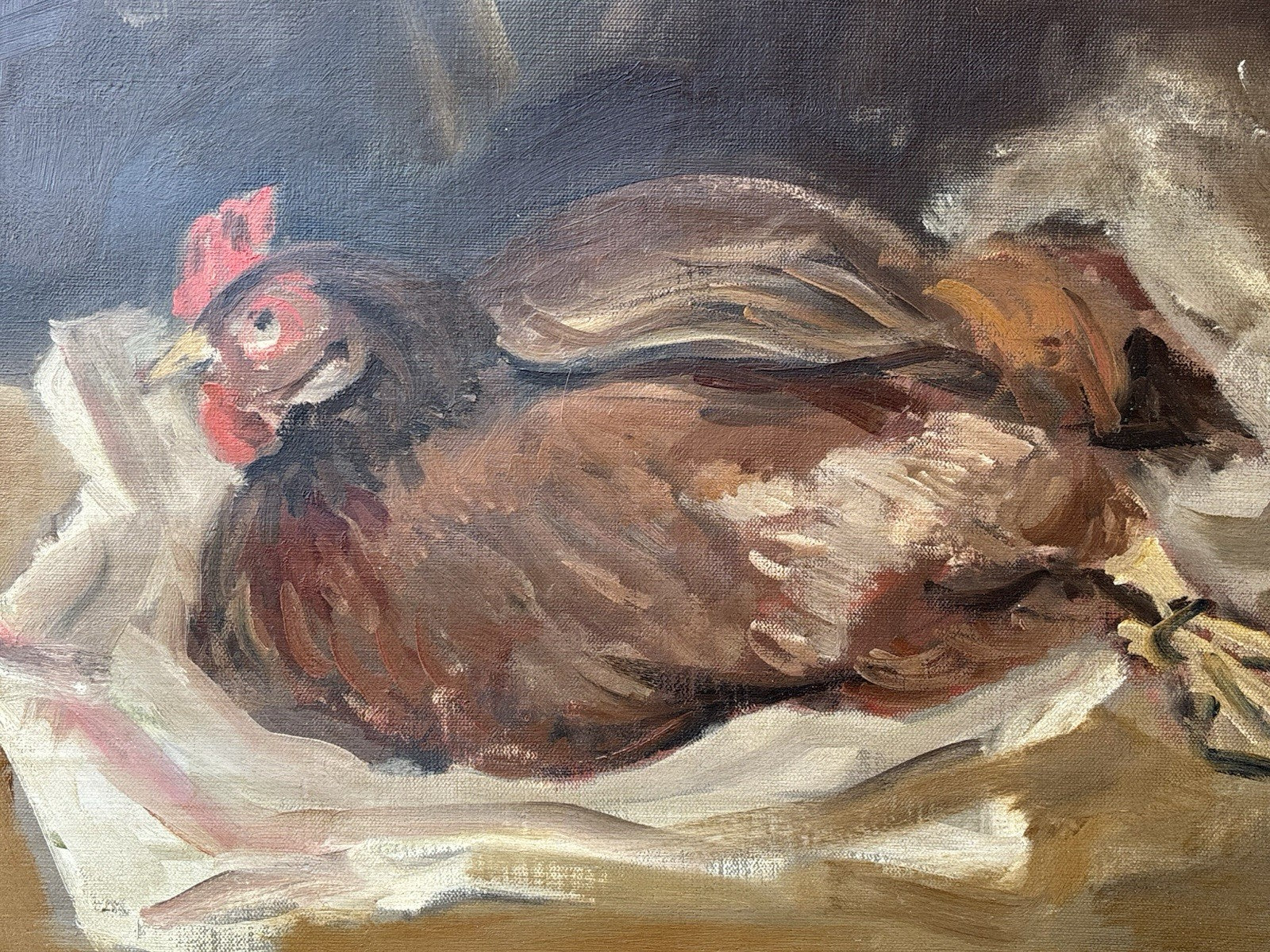 Quadro -Gallina- Augusto Orange De Rose dipinto a olio su tela