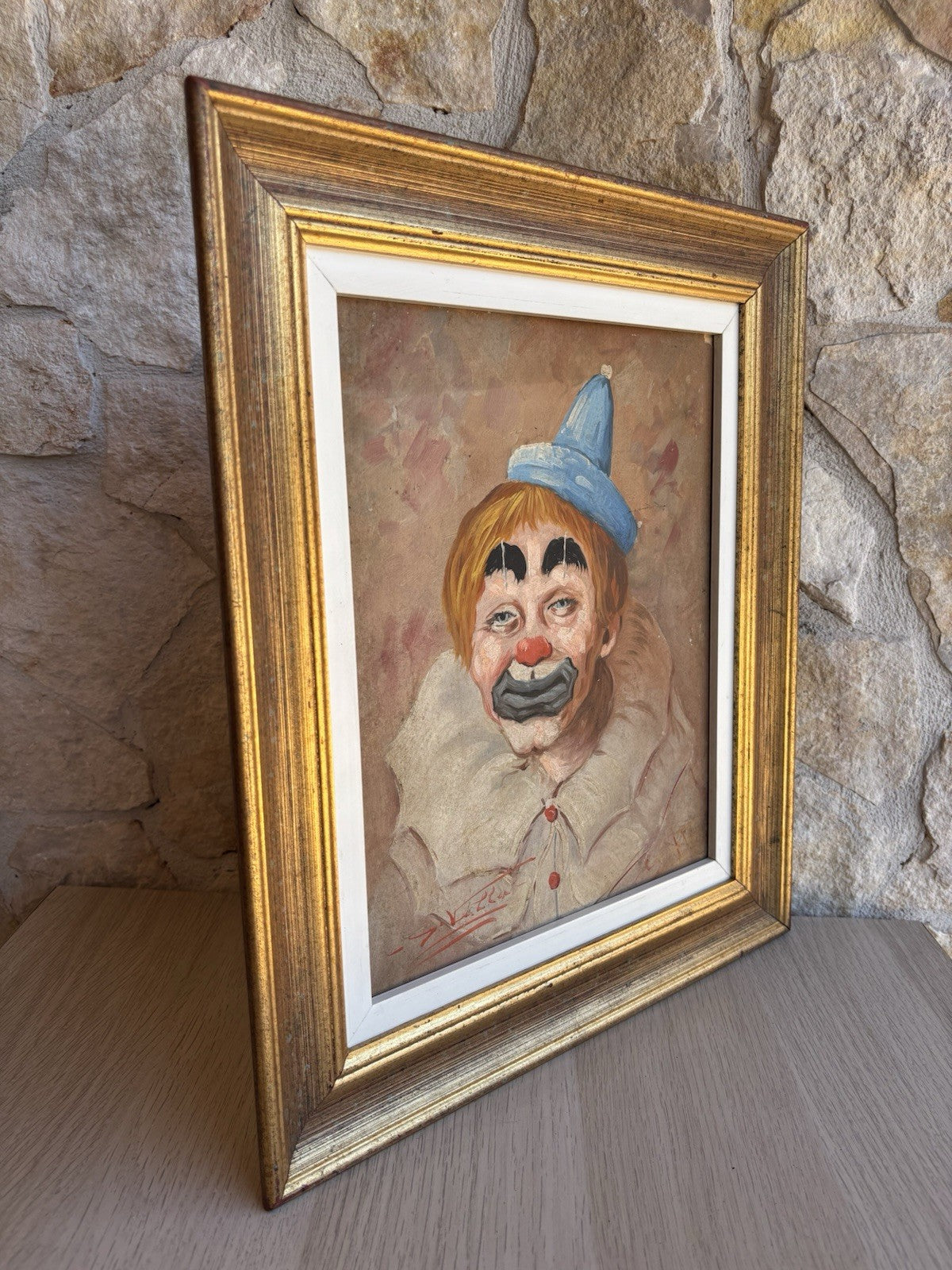 Quadro -Clown- dipinto a olio su tavoletta