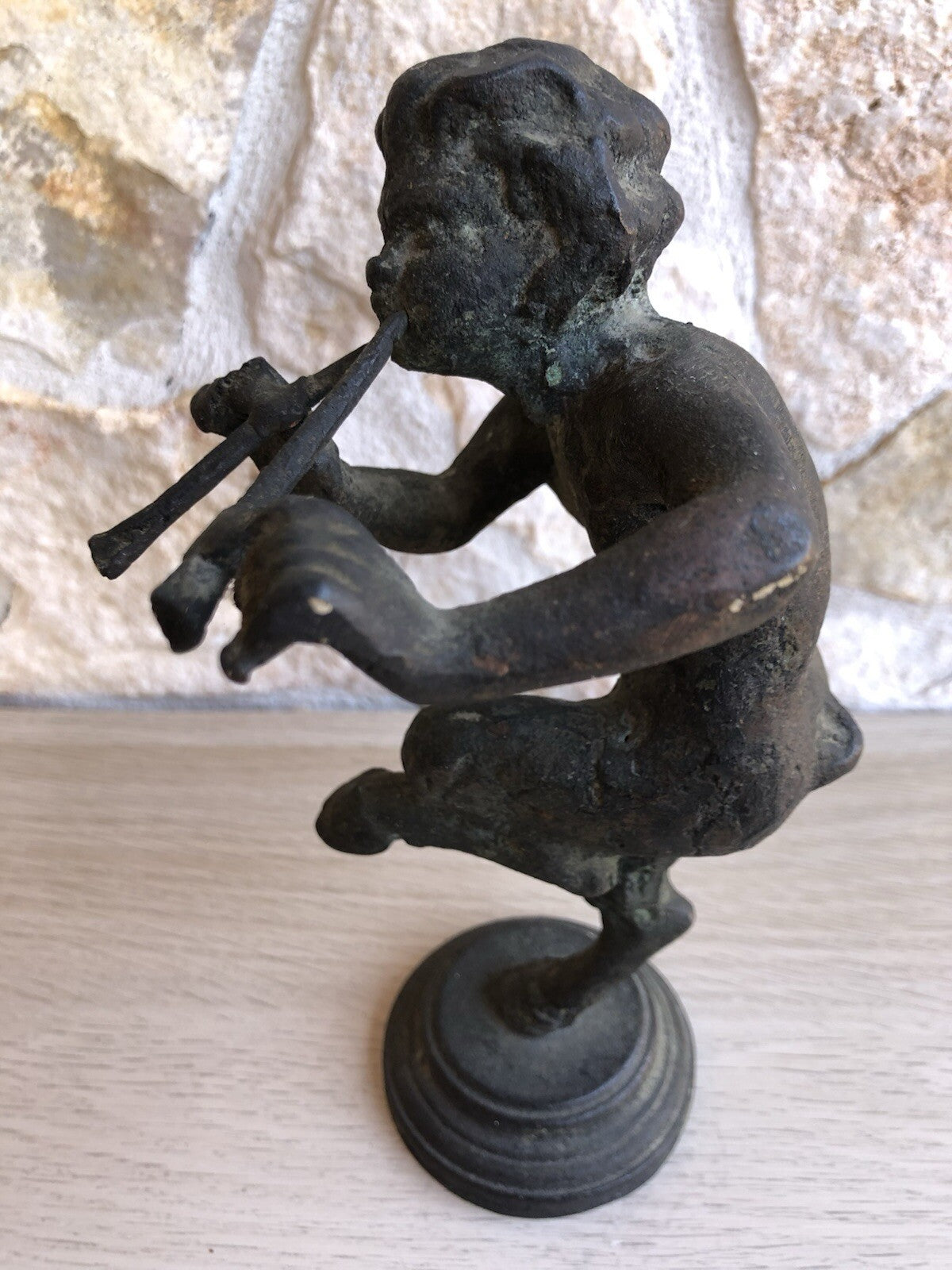 Scultura Vintage In Bronzo -Fauno Con Piffero