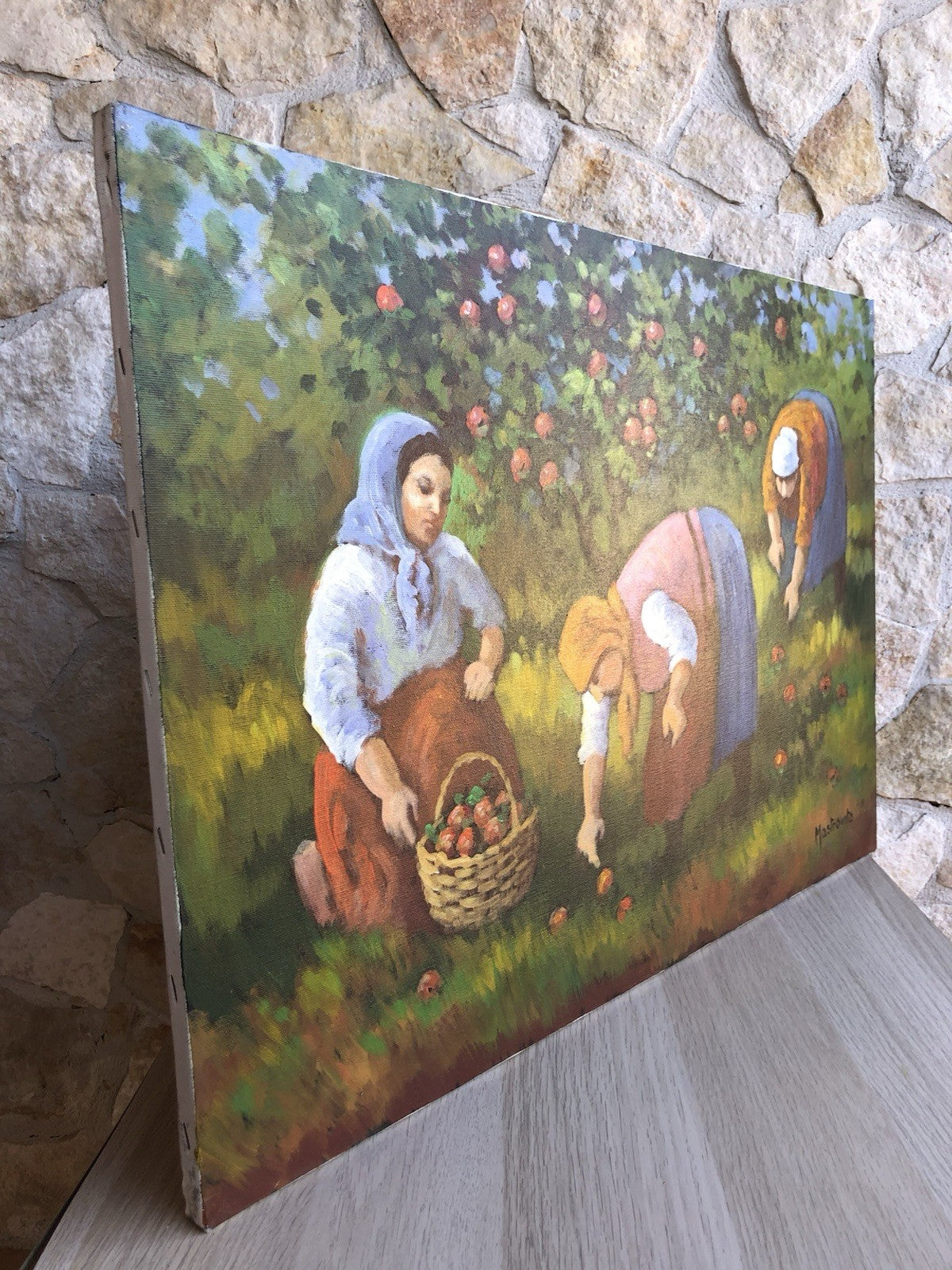 Quadro -Raccolta Della Frutta- dipinto a olio su tela