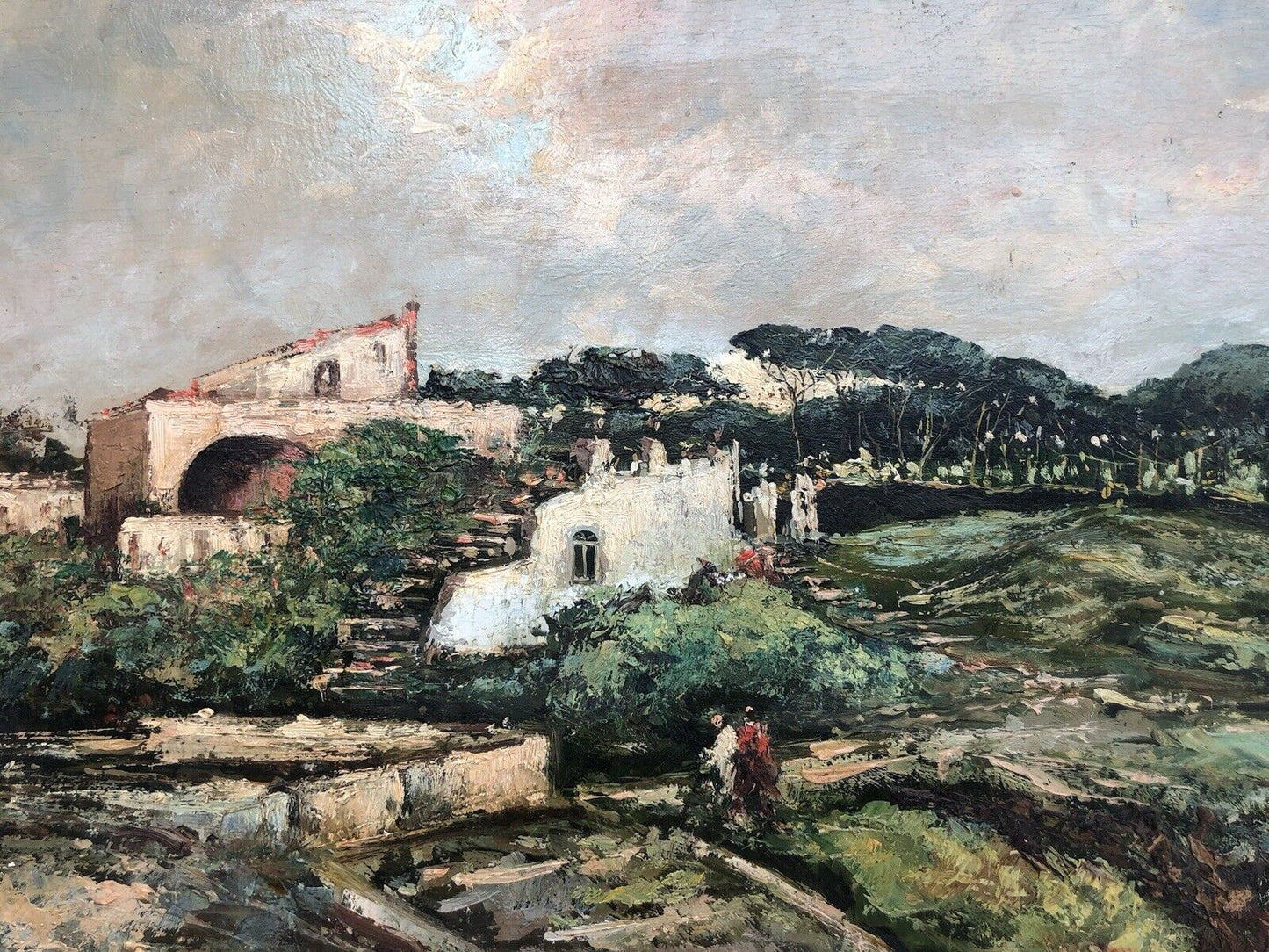 Quadro vintage -Paesaggio Napoletano- dipinto a olio su tavola