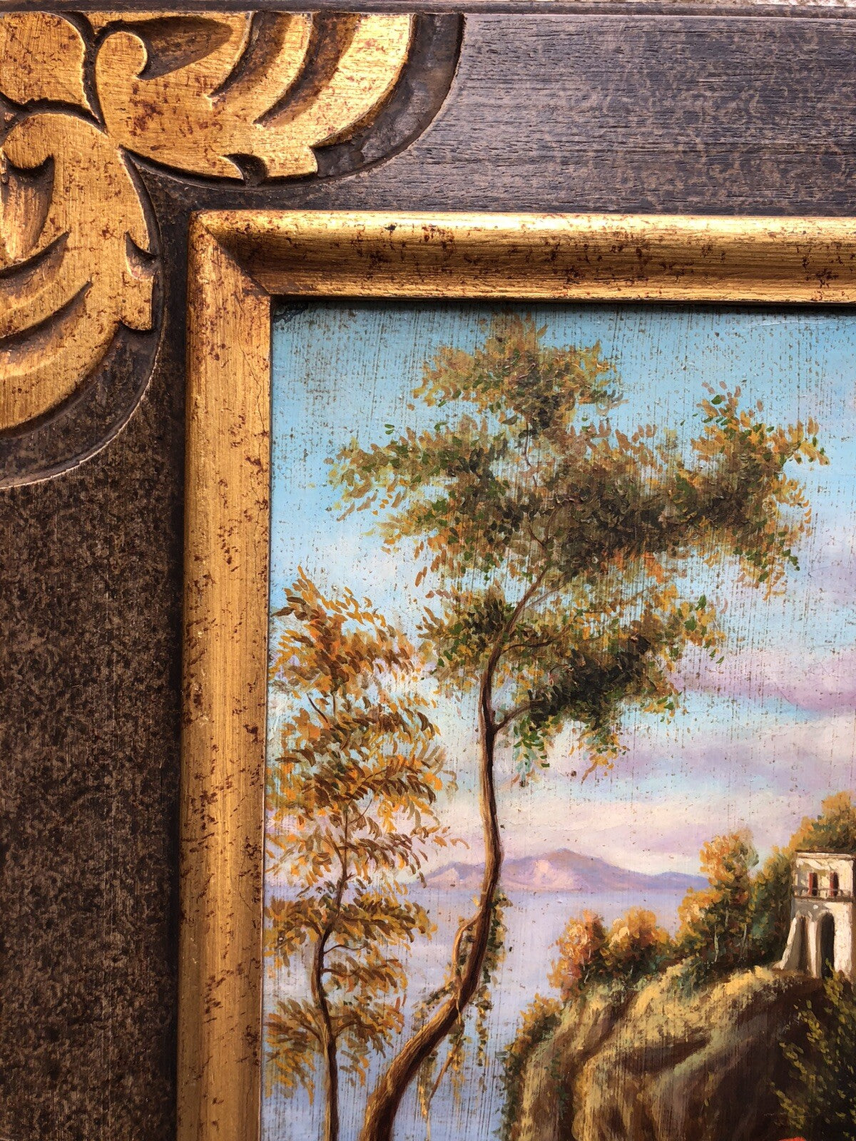 Quadro vintage -Riproduzione Scuola Di Posillipo- dipinto a olio su tela