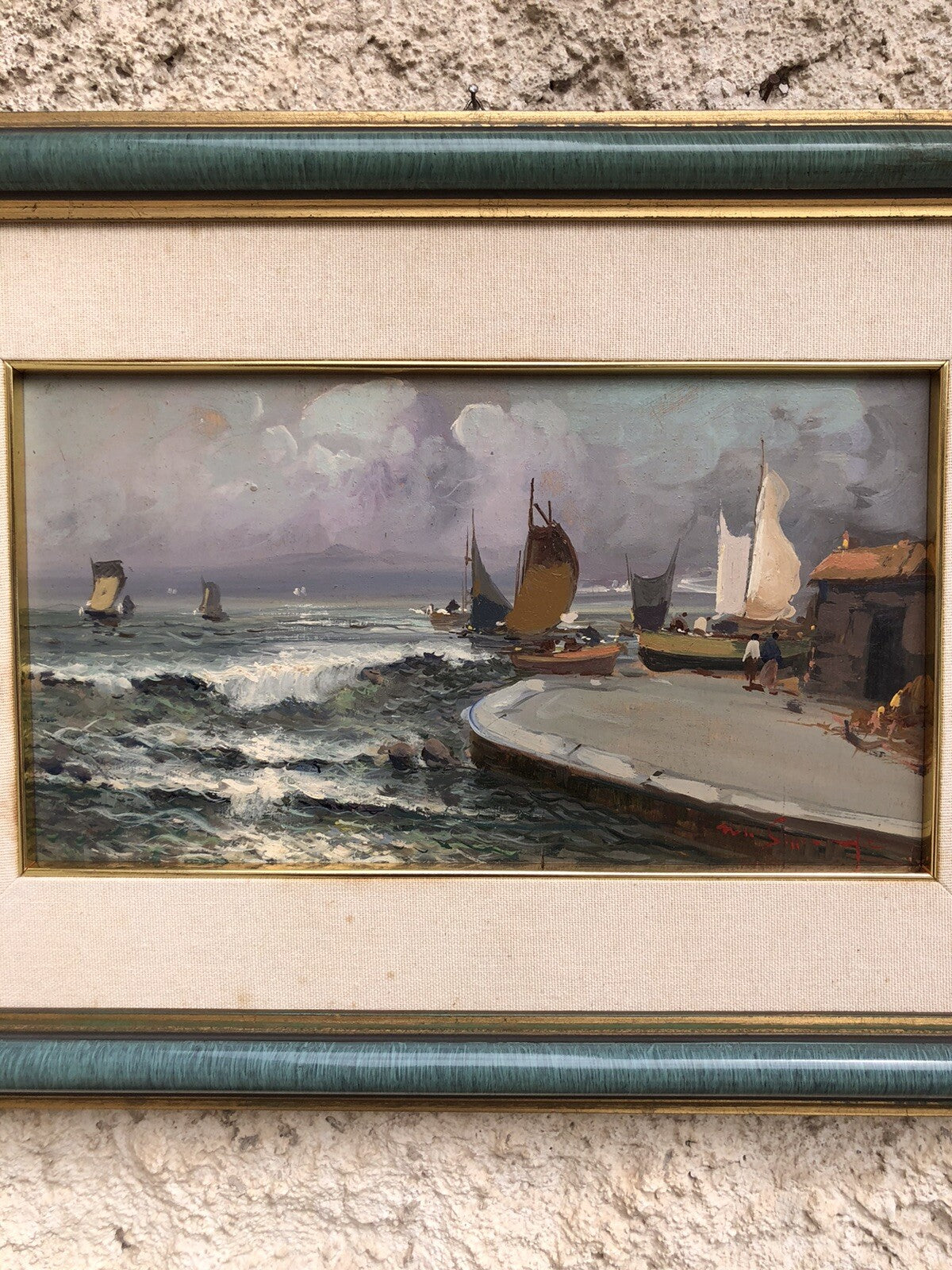 Quadro vintage -Marina- dipinto a olio su tavola